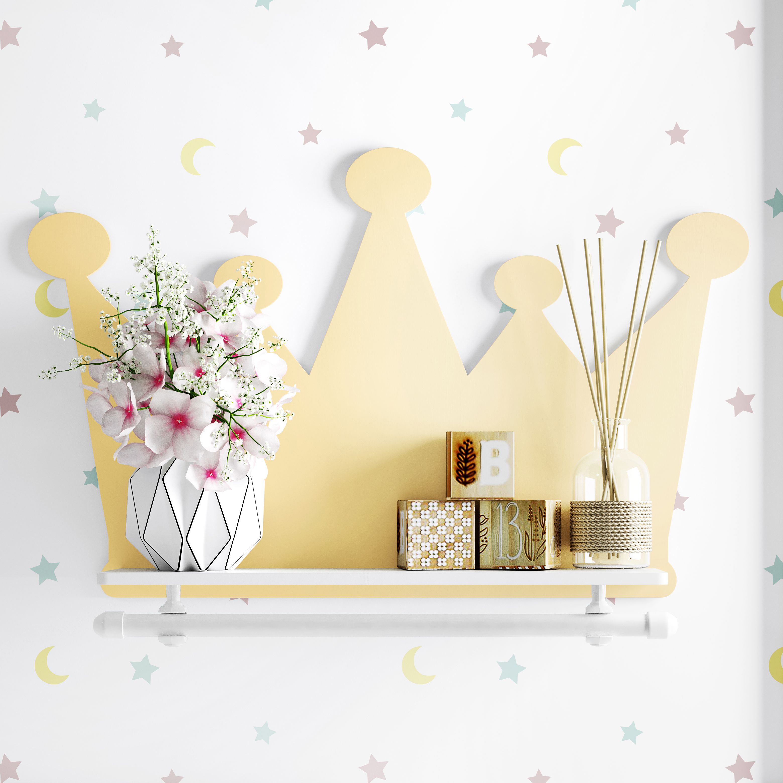 Trio de Prateleiras Coroa Azul Marinho 3 Peças