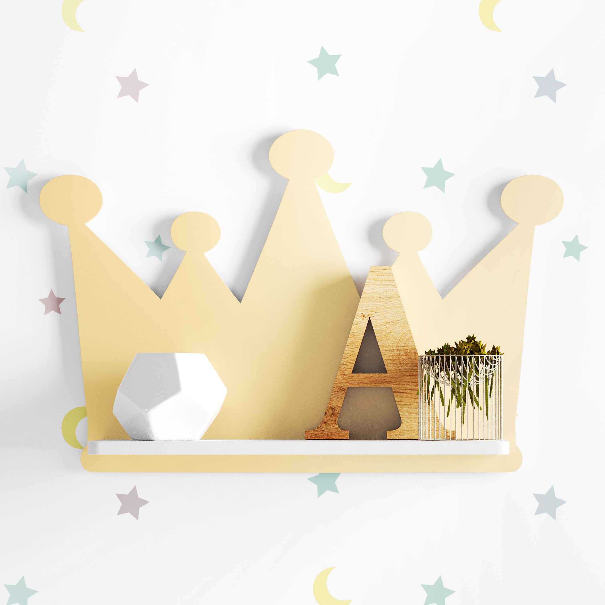 Trio de Prateleiras Coroa Azul Marinho 3 Peças