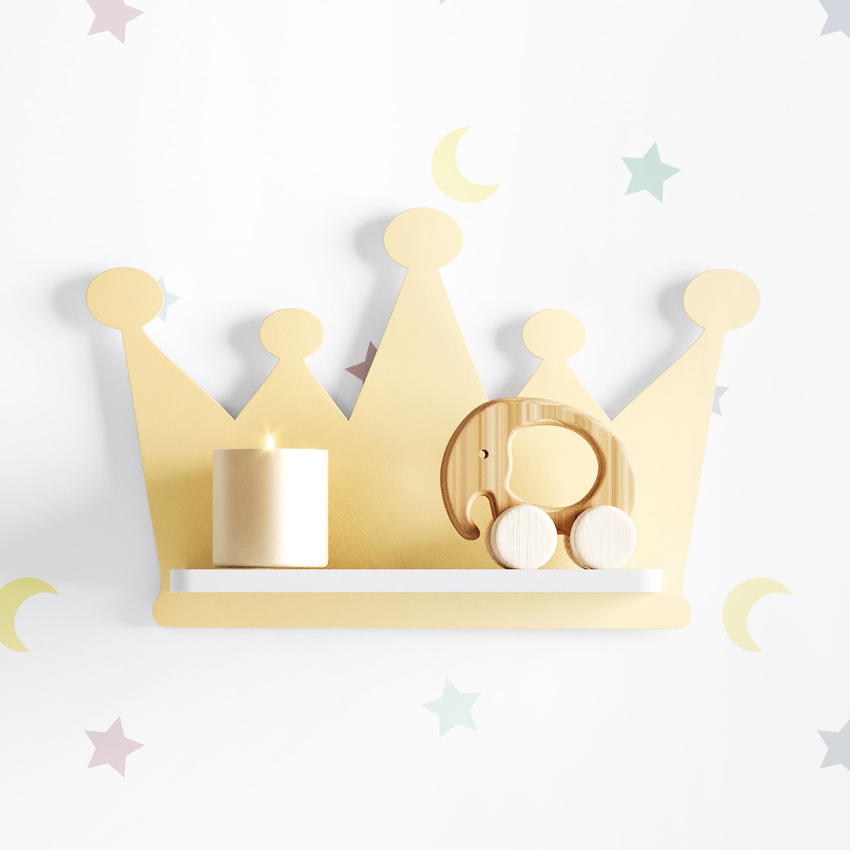 Trio de Prateleiras Coroa Azul Marinho 3 Peças