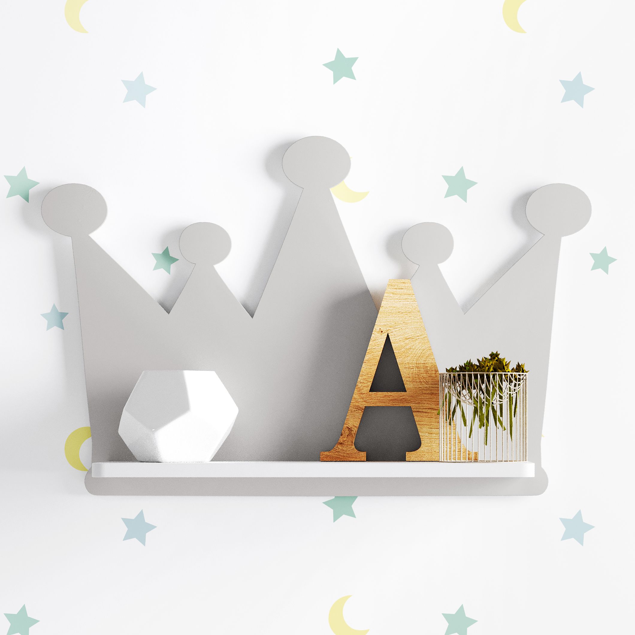 Trio de Prateleiras Coroa Azul Marinho 3 Peças