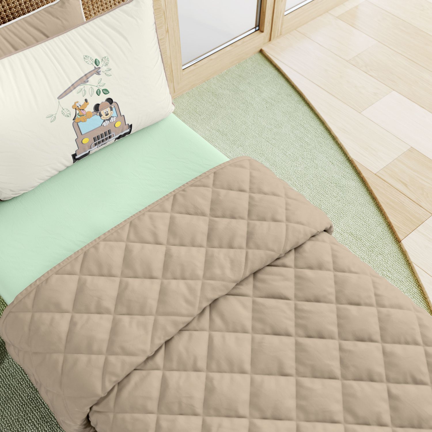 Kit Cama Infantil Solteiro Mickey Mouse Safári