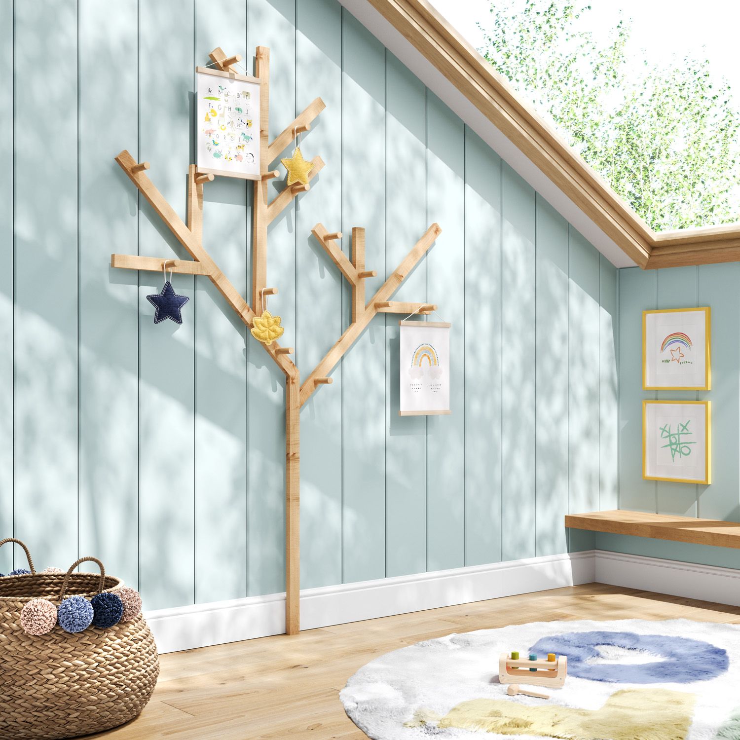 Painel Árvore com Cabideiros Hora de Brincar