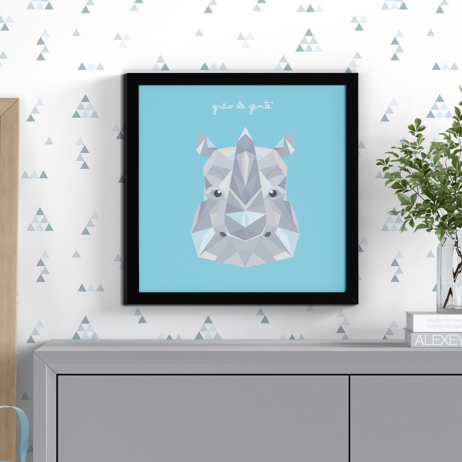 Quadro Rinoceronte Geométrico 38cm