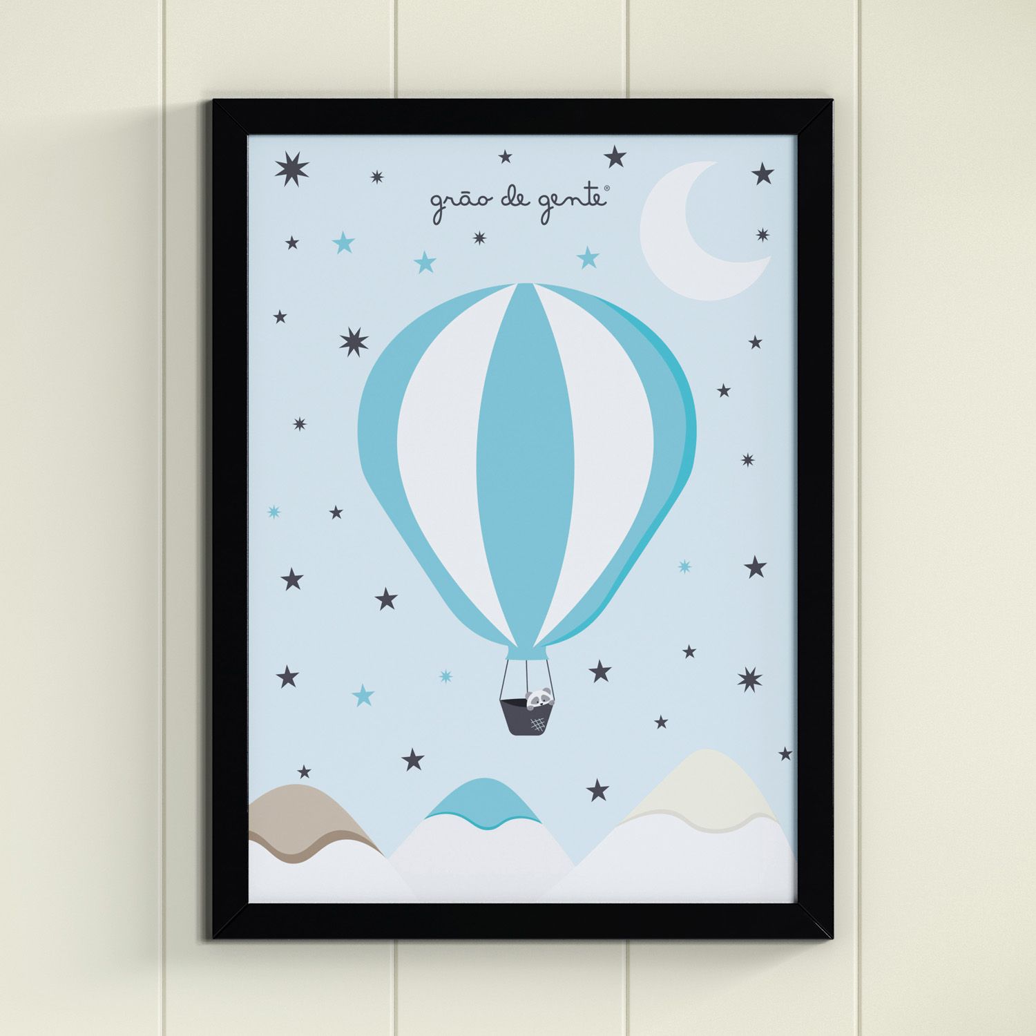 Quadro Ursinho Panda no Balão 46cm