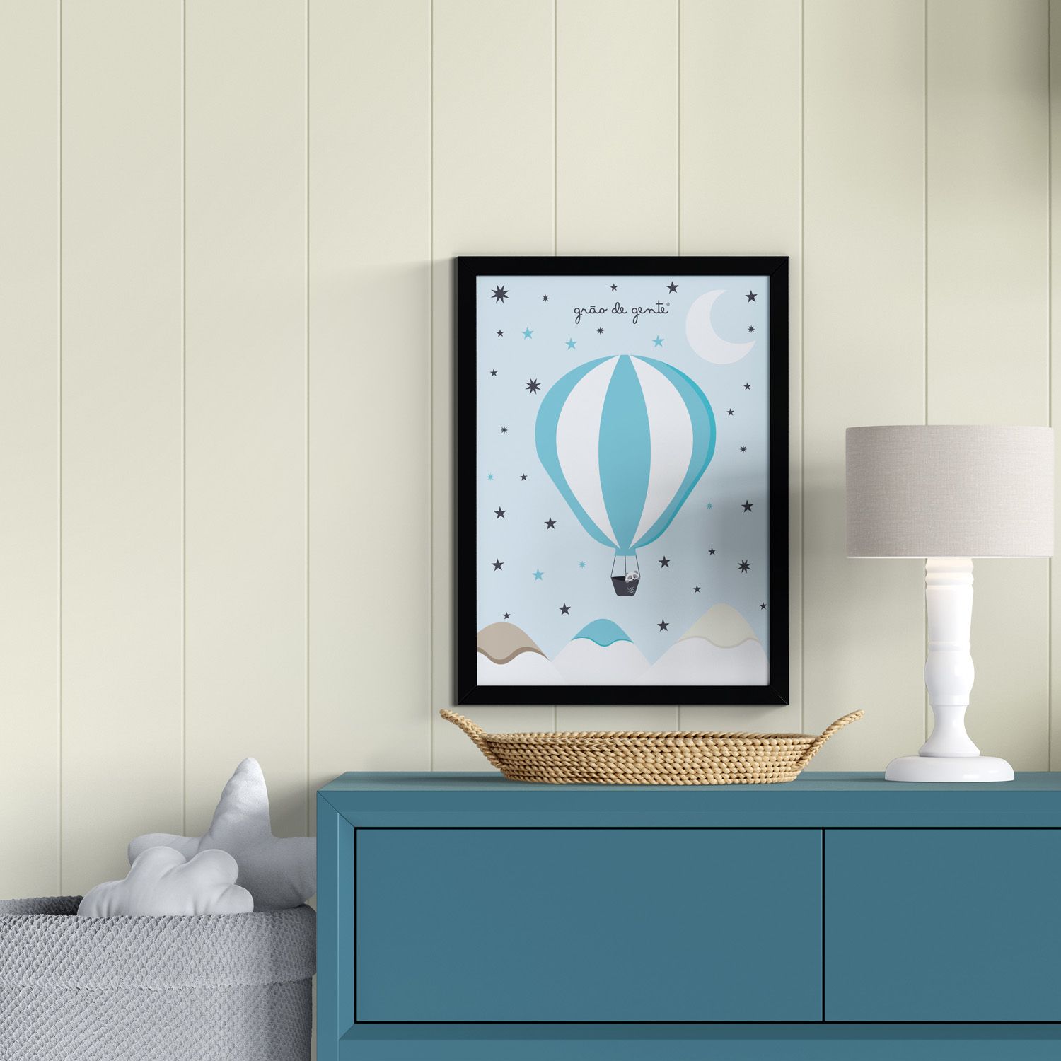 Quadro Ursinho Panda no Balão 46cm