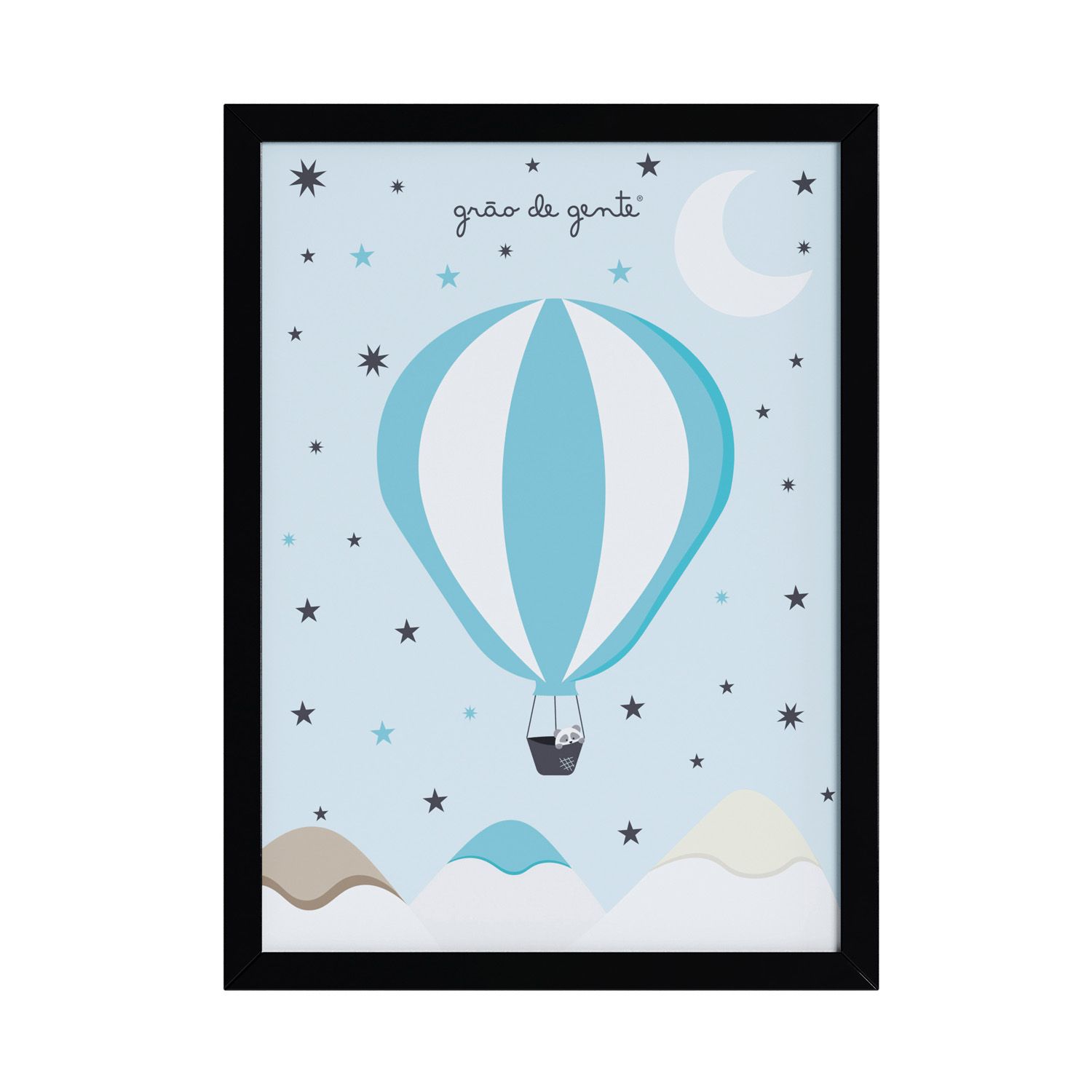 Quadro Ursinho Panda no Balão 46cm