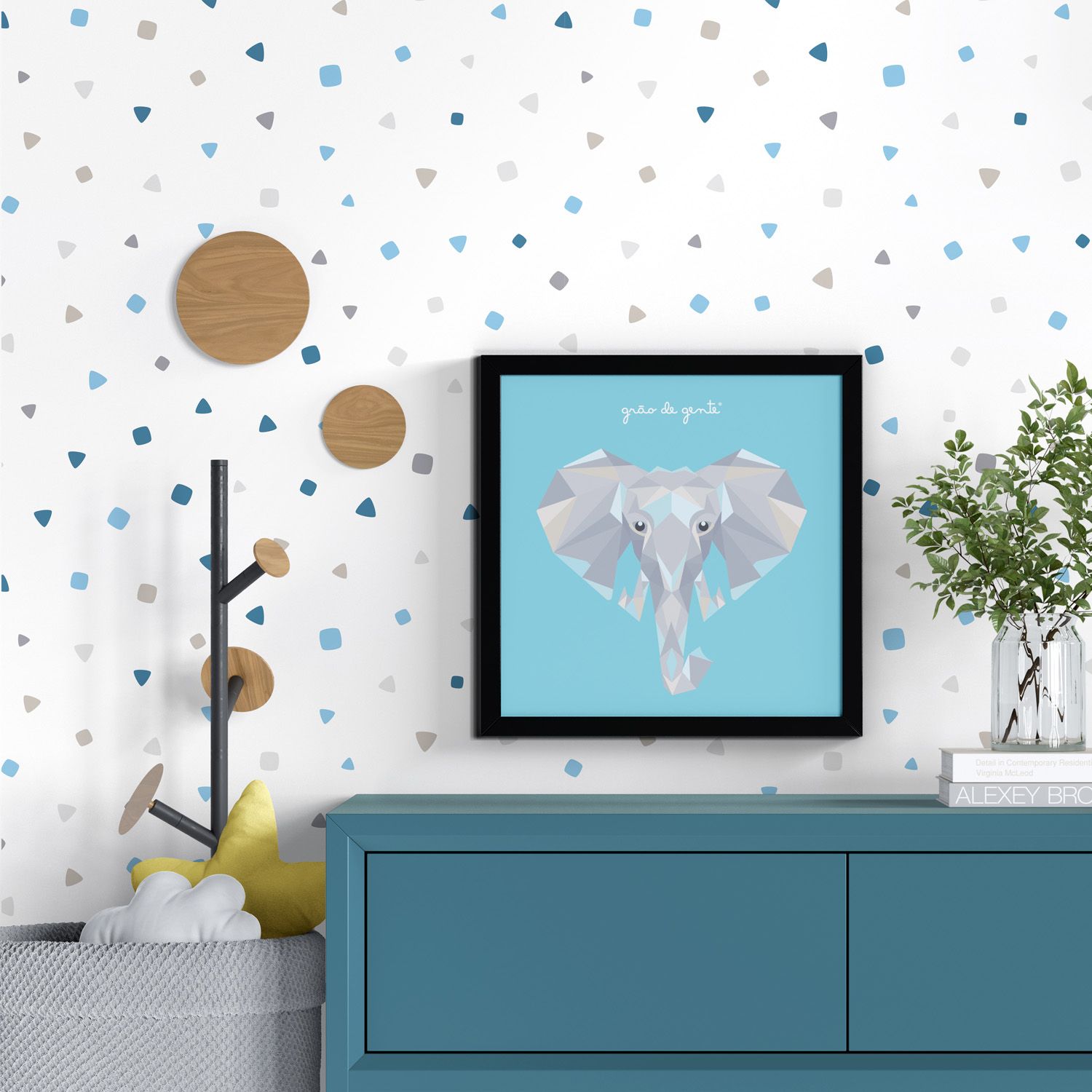 Quadro Elefante Geométrico 38cm