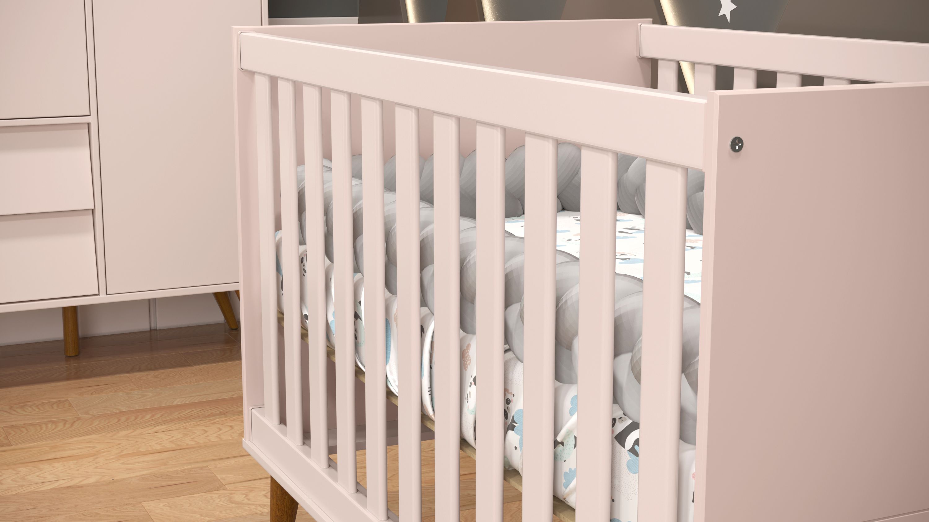 Berço Americano Branco Soft Gold Eco Wood