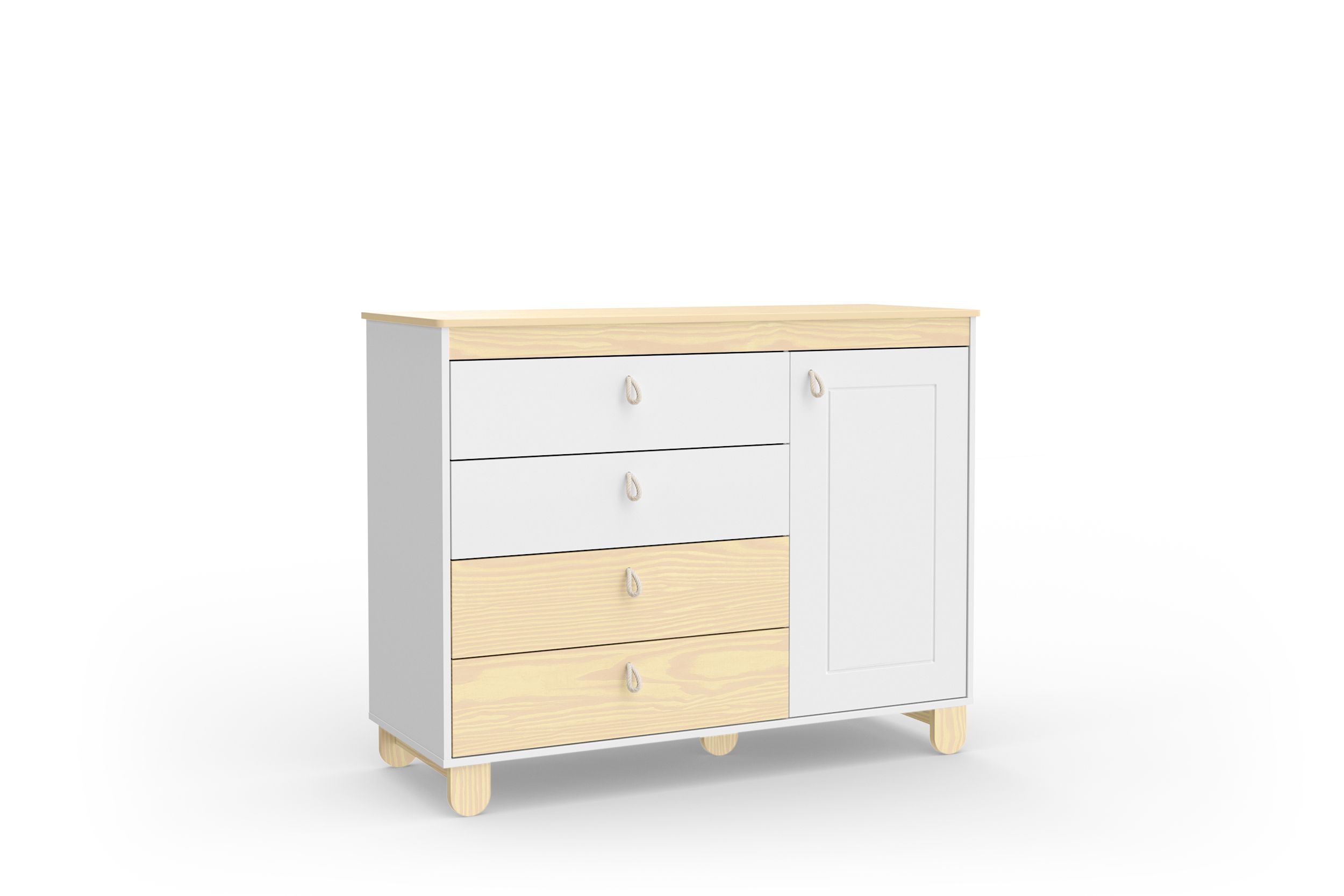 Cômoda Infantil Branco Soft/Natural com Porta Rope Natural