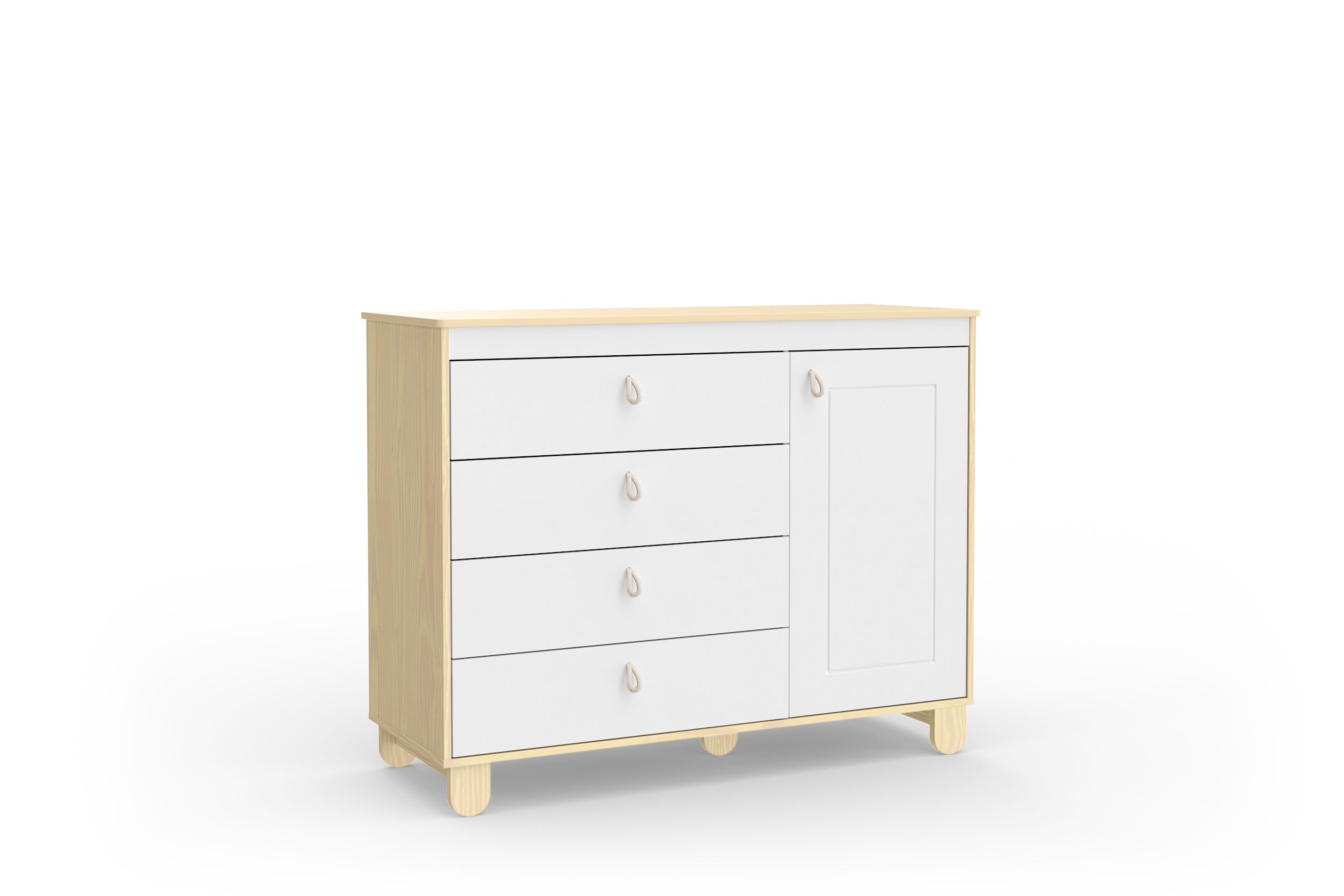 Cômoda Infantil Branco Soft/Natural com Porta Rope Natural