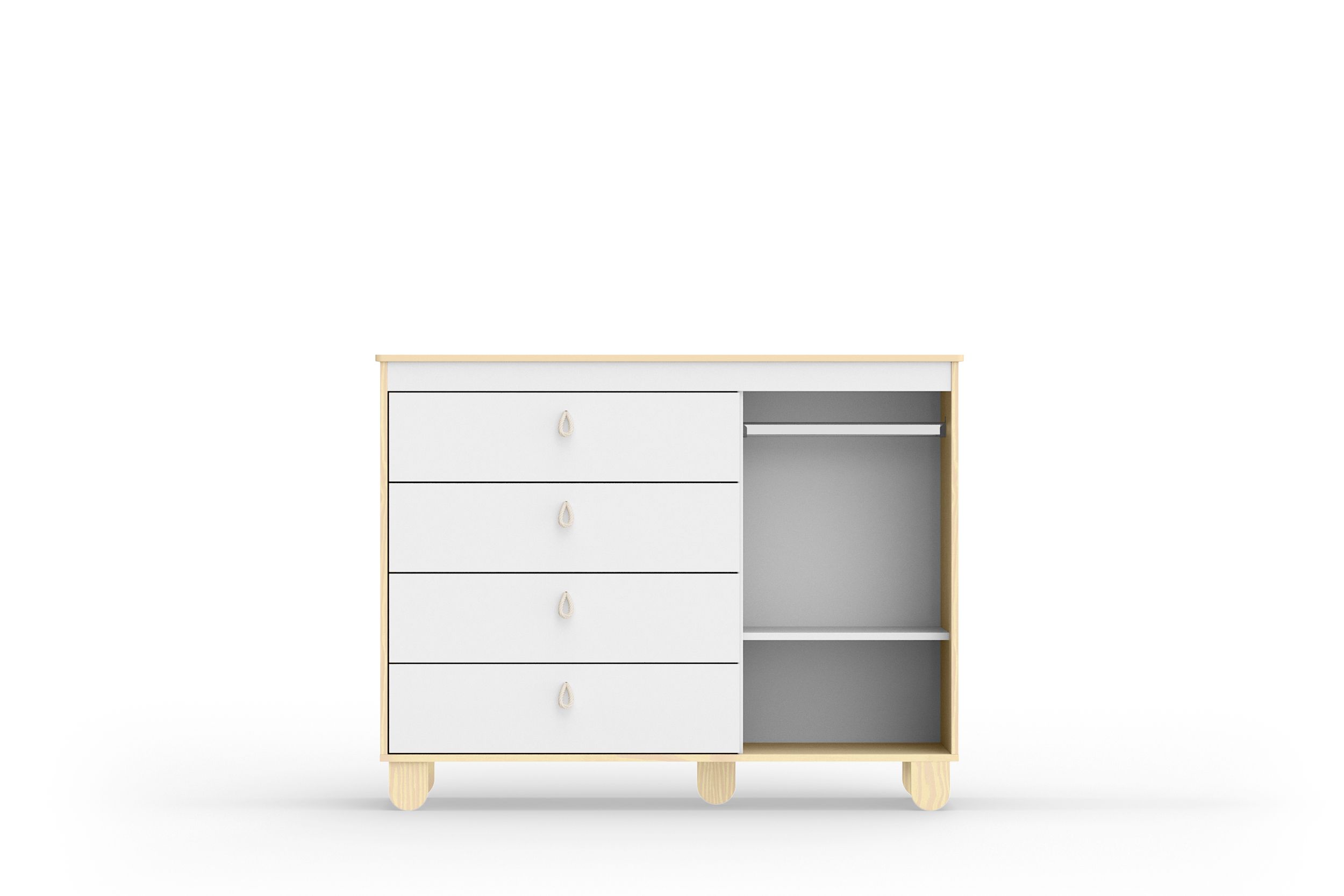 Cômoda Infantil Branco Soft/Natural com Porta Rope Natural