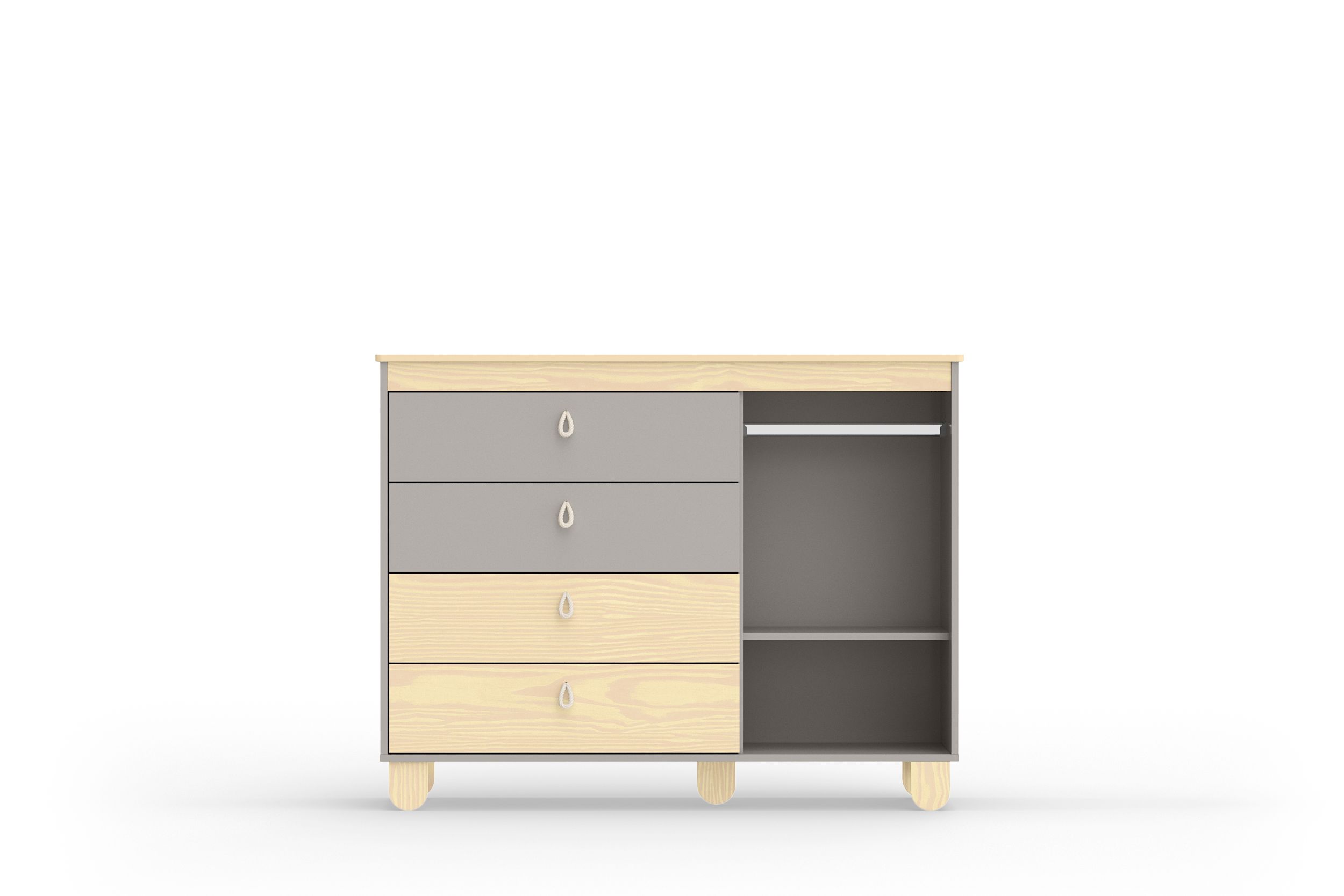 Cômoda Infantil Branco Soft/Natural com Porta Rope Natural