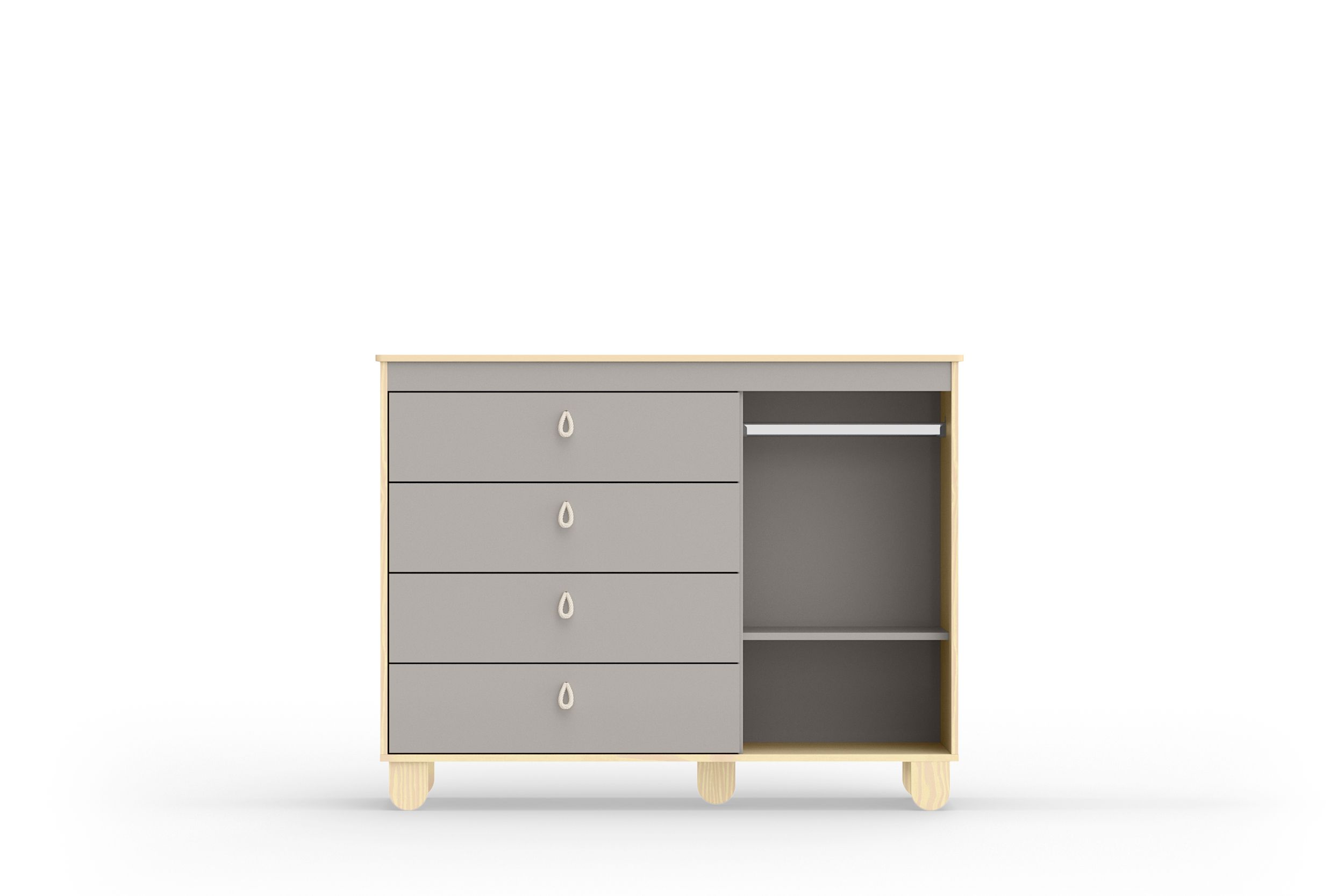 Cômoda Infantil Branco Soft/Natural com Porta Rope Natural