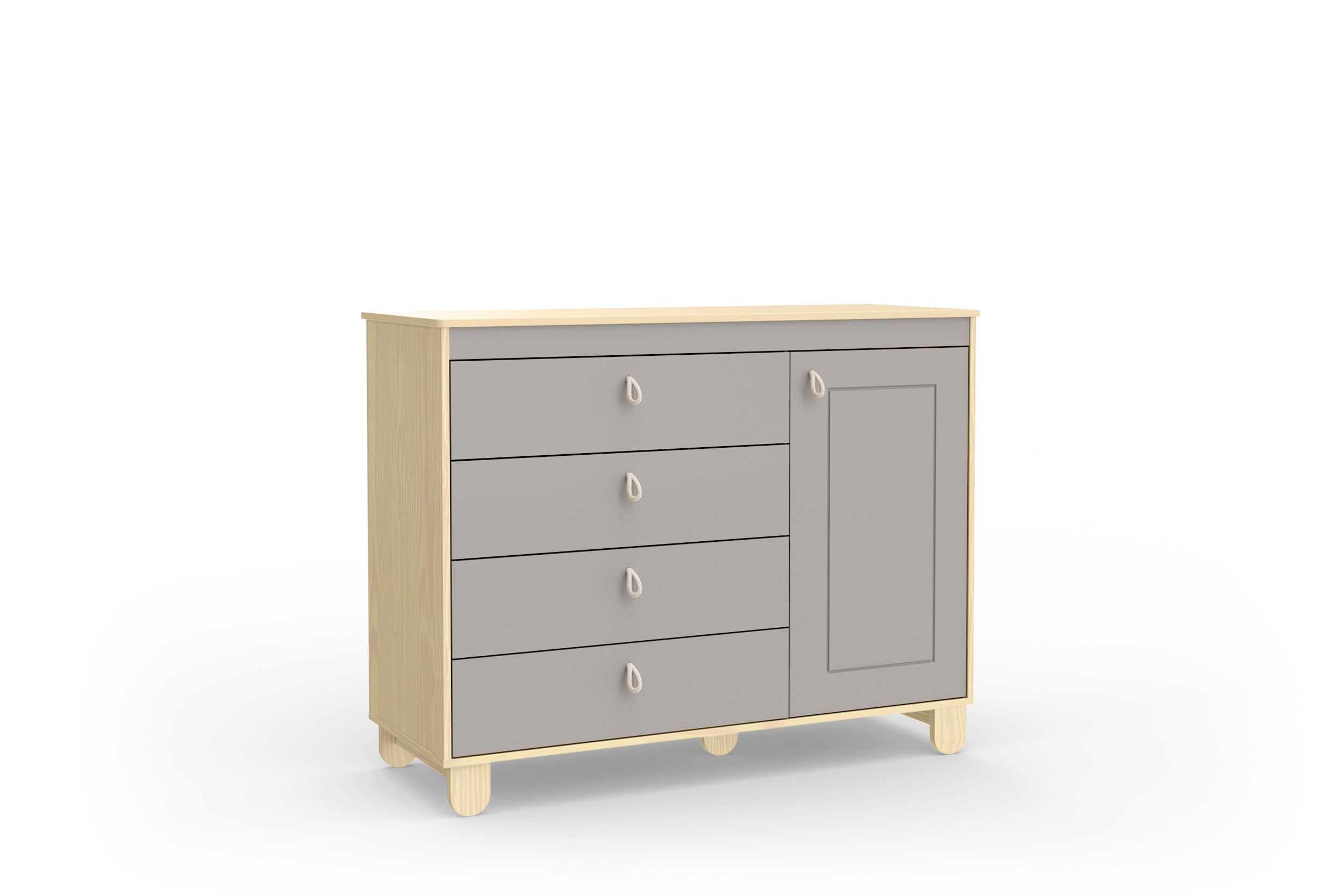 Cômoda Infantil Branco Soft/Natural com Porta Rope Natural