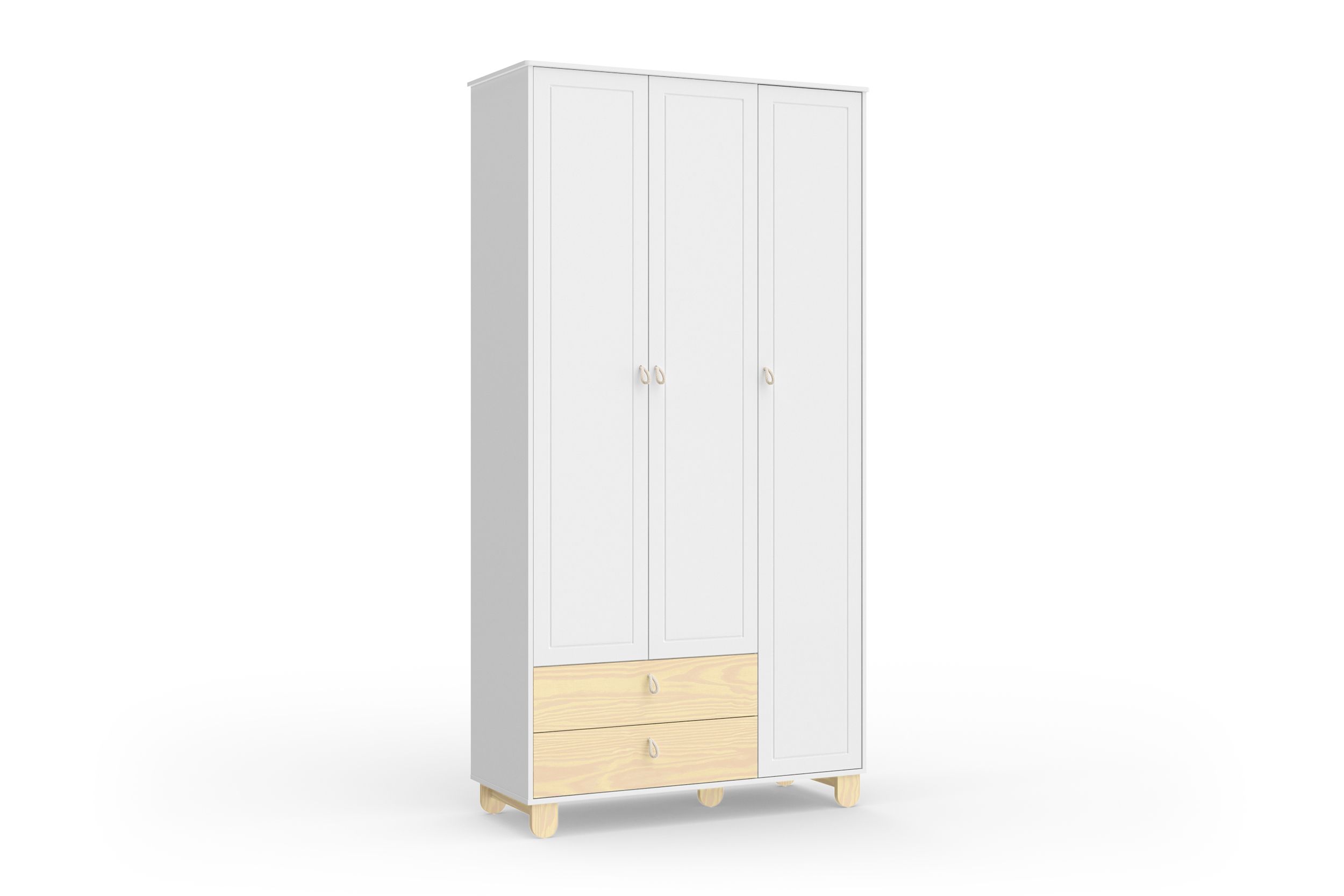 Guarda Roupa Infantil Branco Soft/Natural 3 Portas Rope Natural