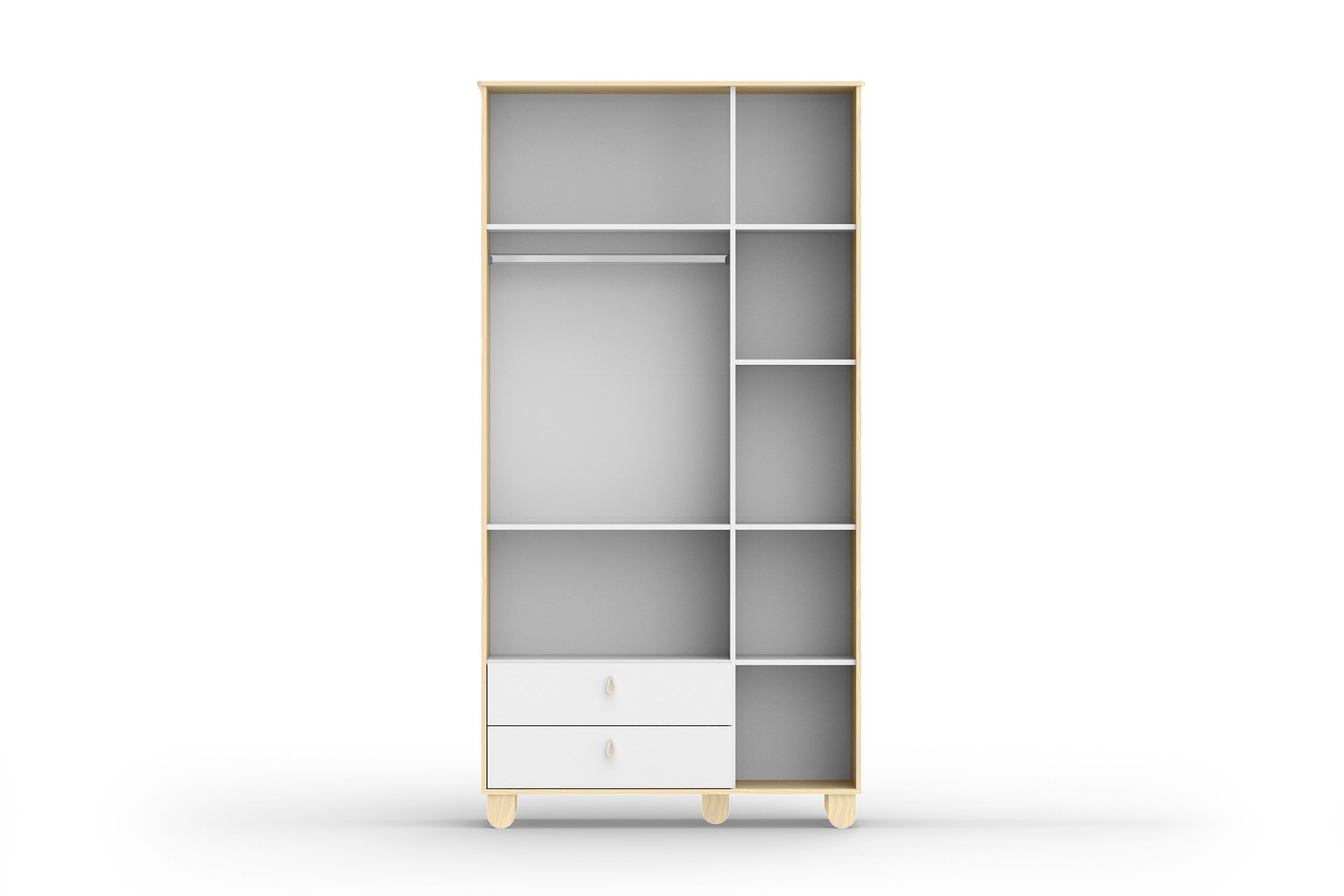 Guarda Roupa Infantil Branco Soft/Natural 3 Portas Rope Natural