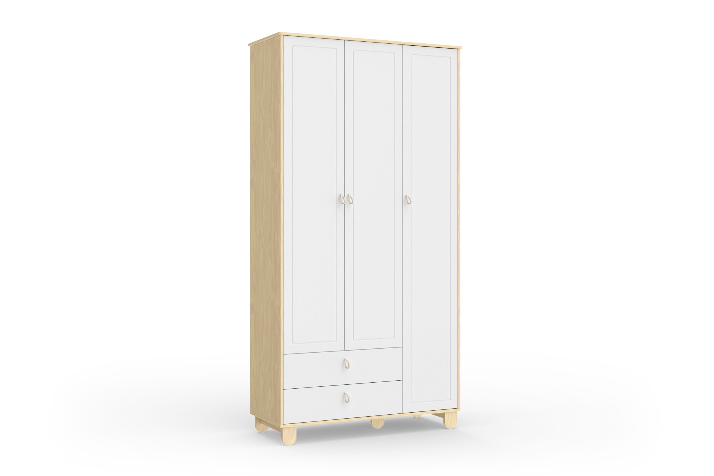 Guarda Roupa Infantil Branco Soft/Natural 3 Portas Rope Natural