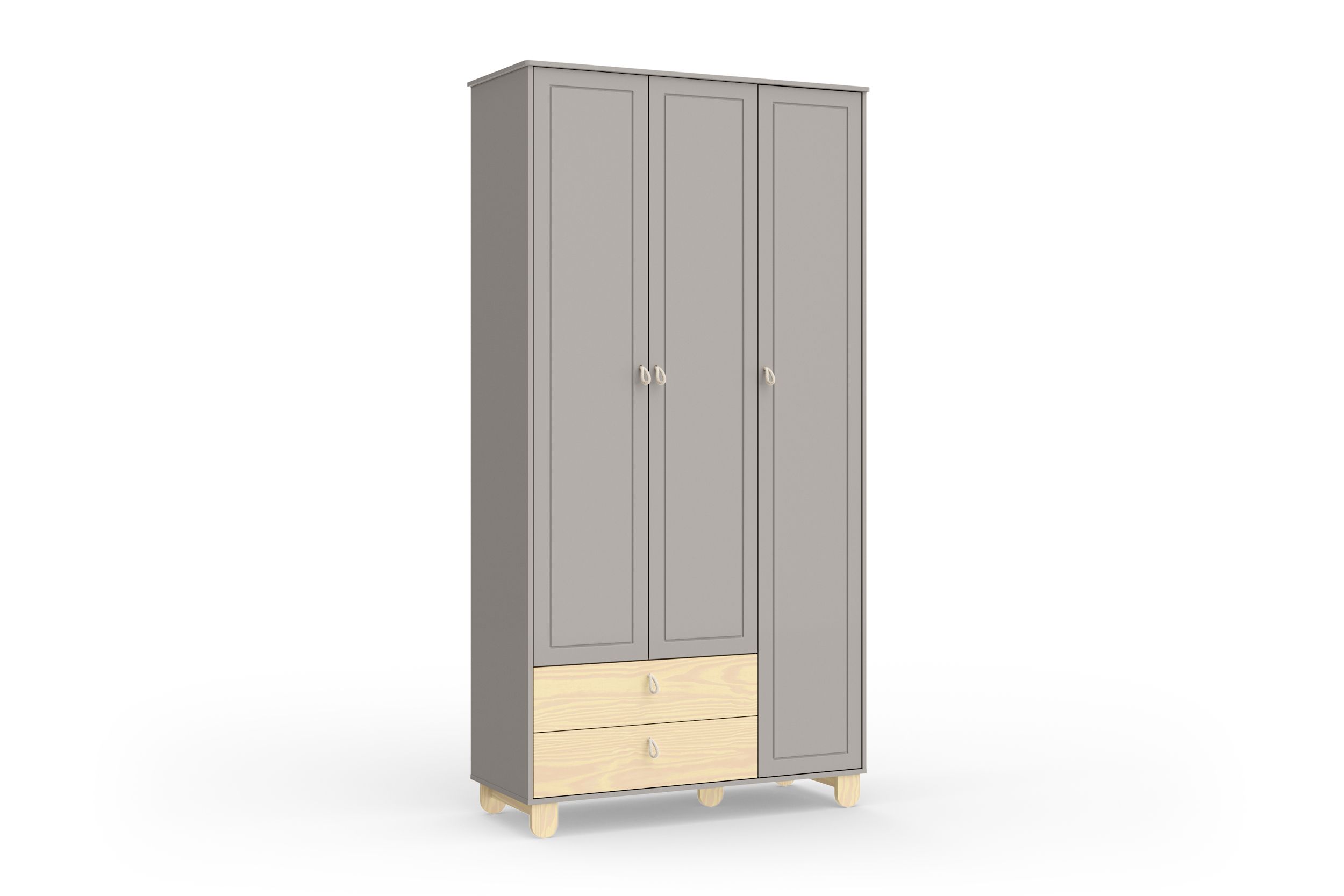 Guarda Roupa Infantil Branco Soft/Natural 3 Portas Rope Natural