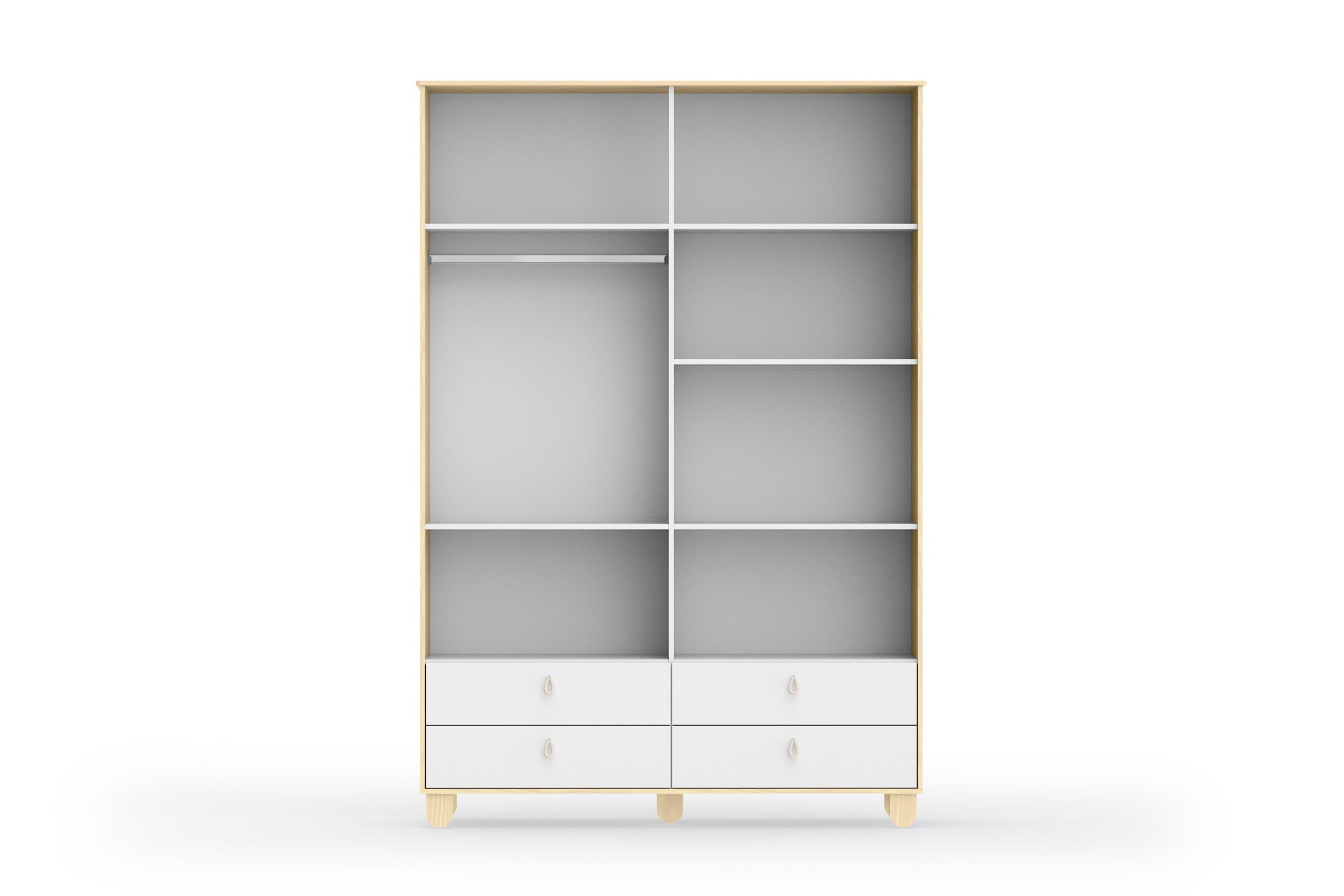 Guarda Roupa Infantil Branco Soft/Natural 4 Portas Rope Natural