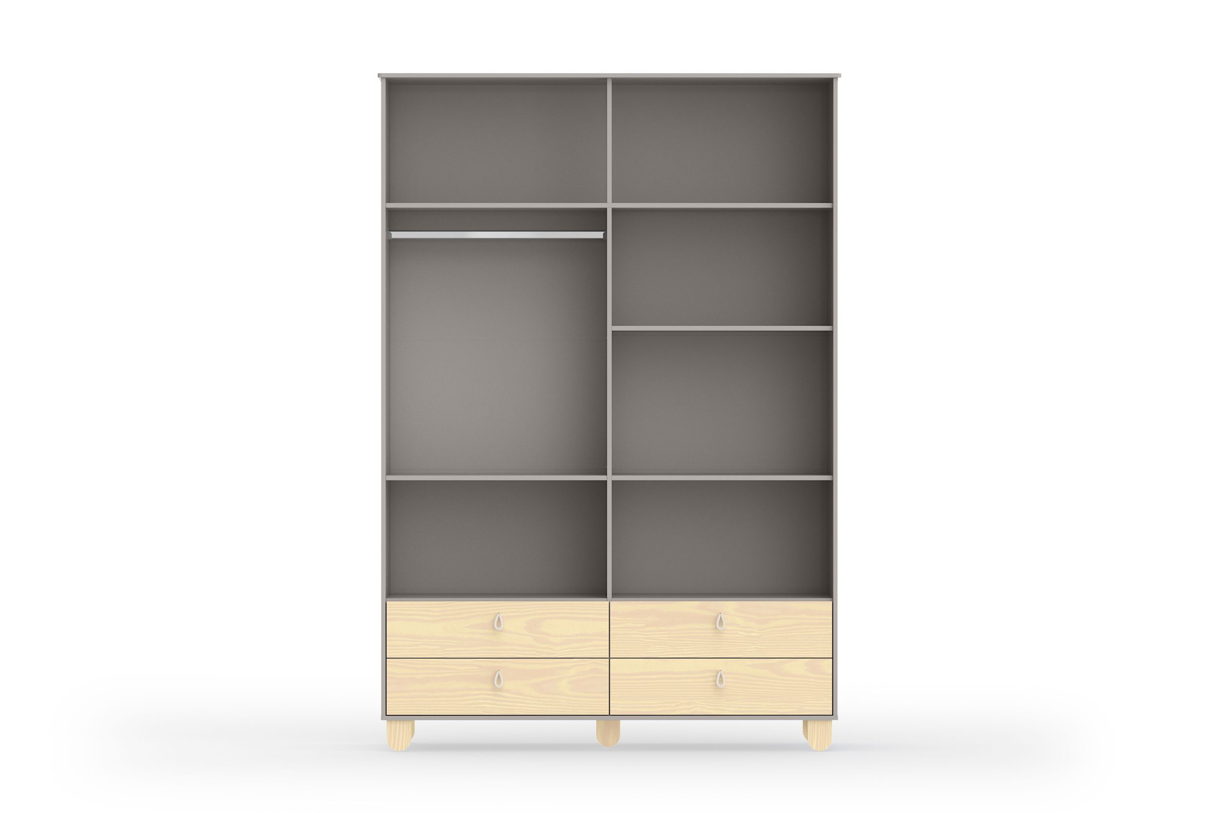 Guarda Roupa Infantil Branco Soft/Natural 4 Portas Rope Natural