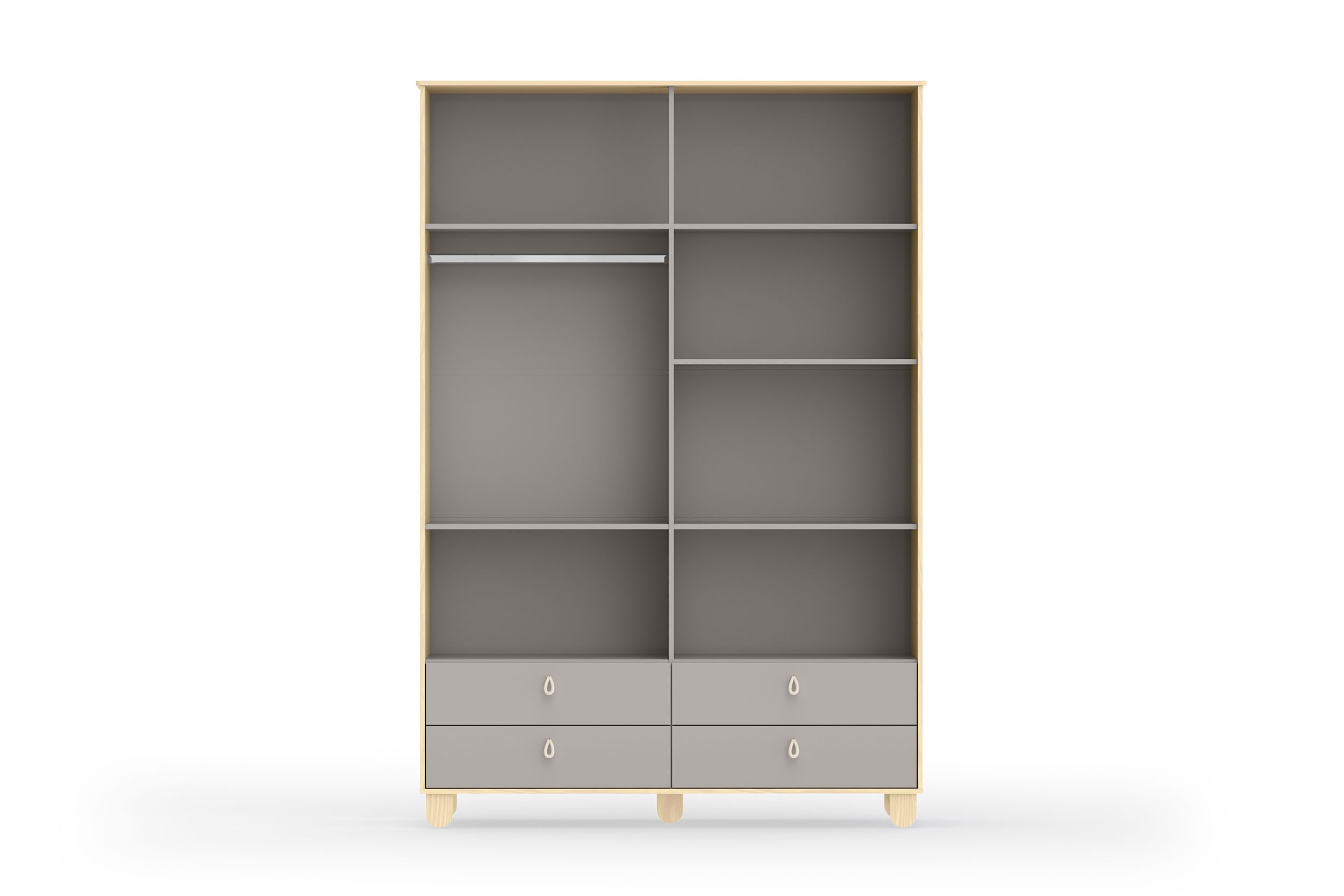 Guarda Roupa Infantil Branco Soft/Natural 4 Portas Rope Natural