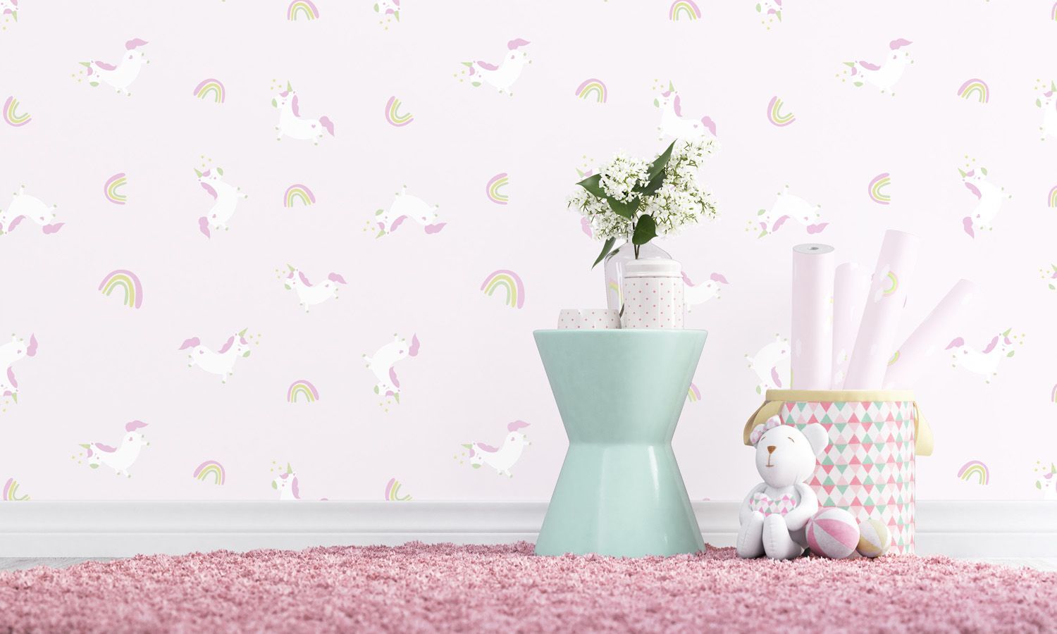 Papel de Parede Amiguinhas Unicórnio 3m