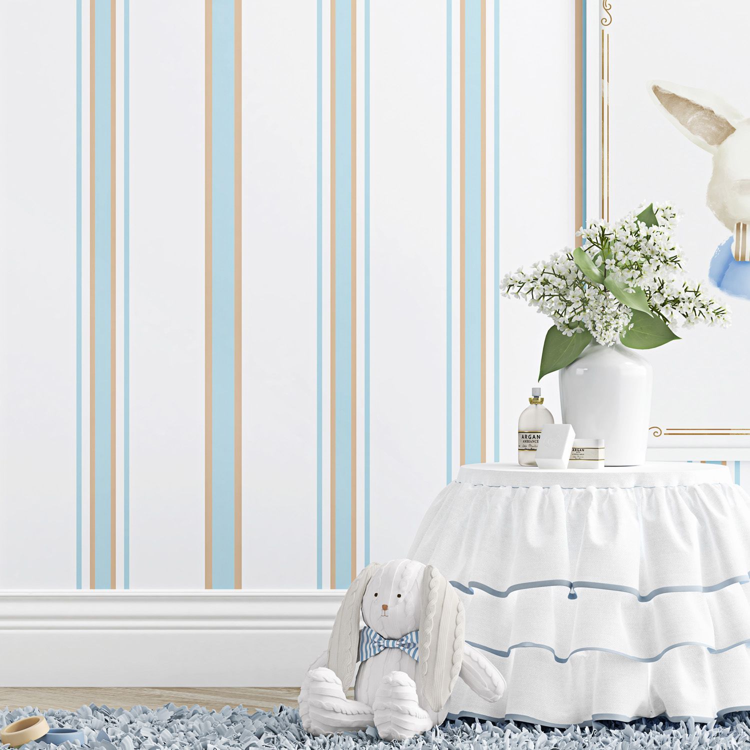 Papel de Parede Luxo Listrado Azul 3m