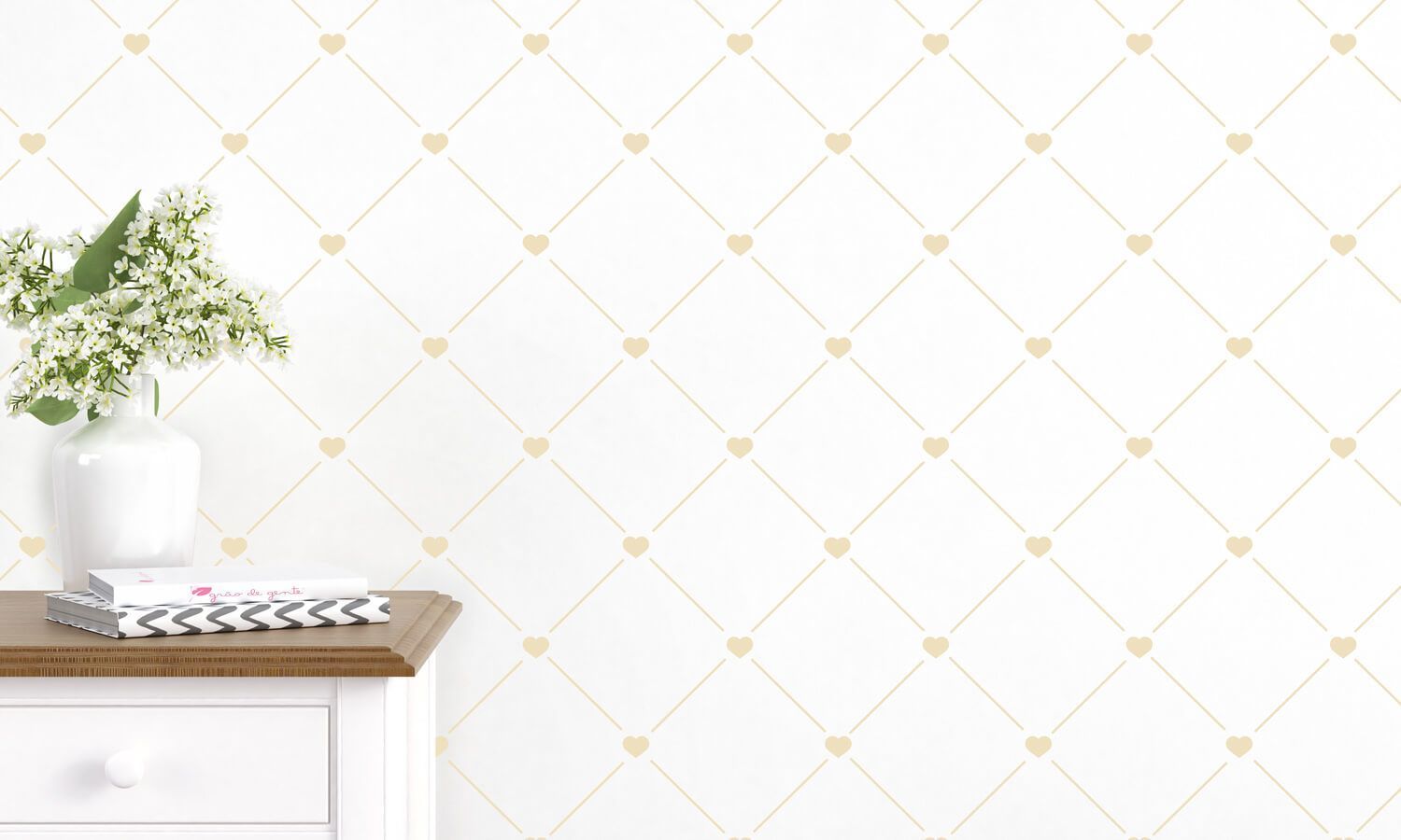 Papel de Parede Losango Coração Rosa 3m