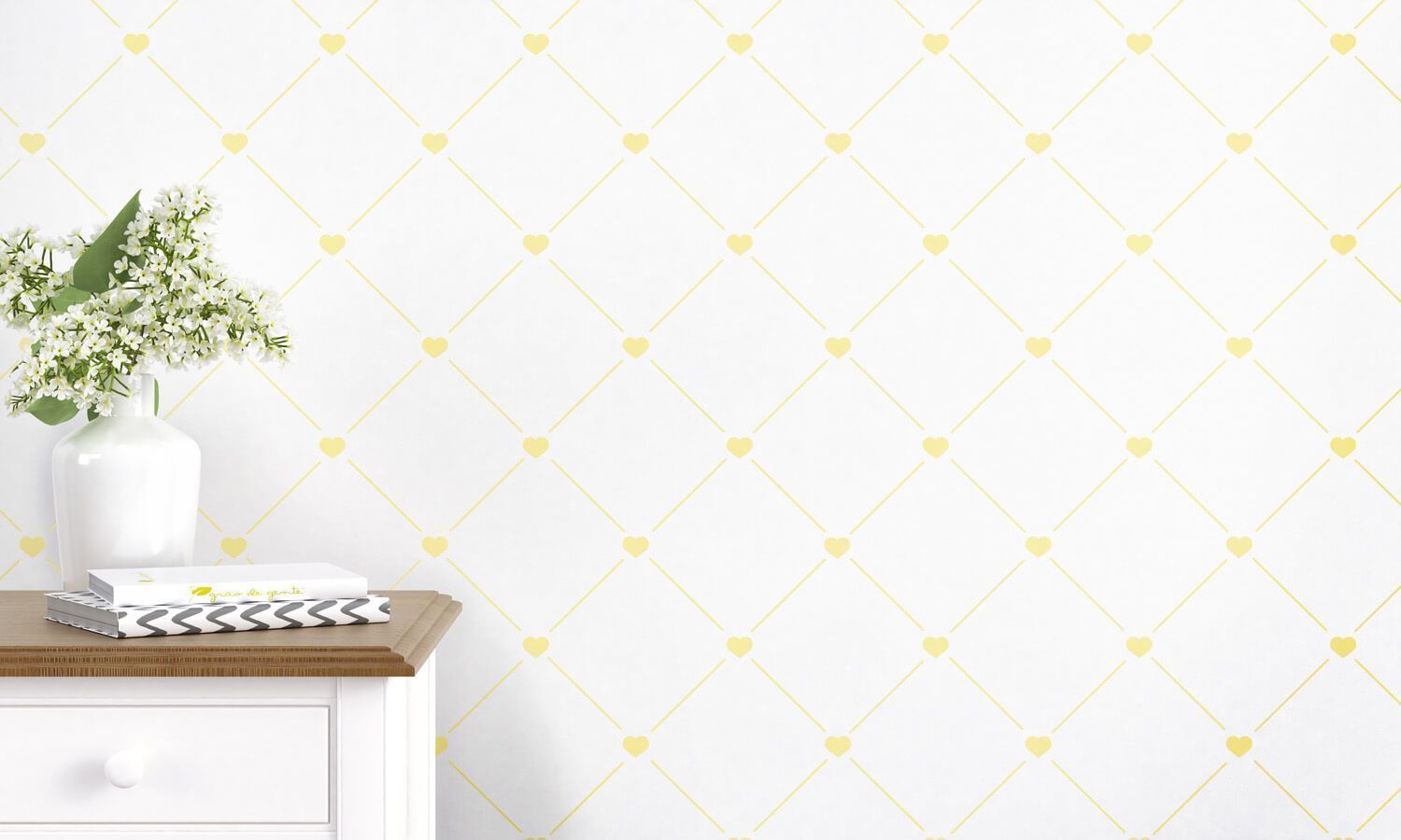 Papel de Parede Losango Coração Rosa 3m