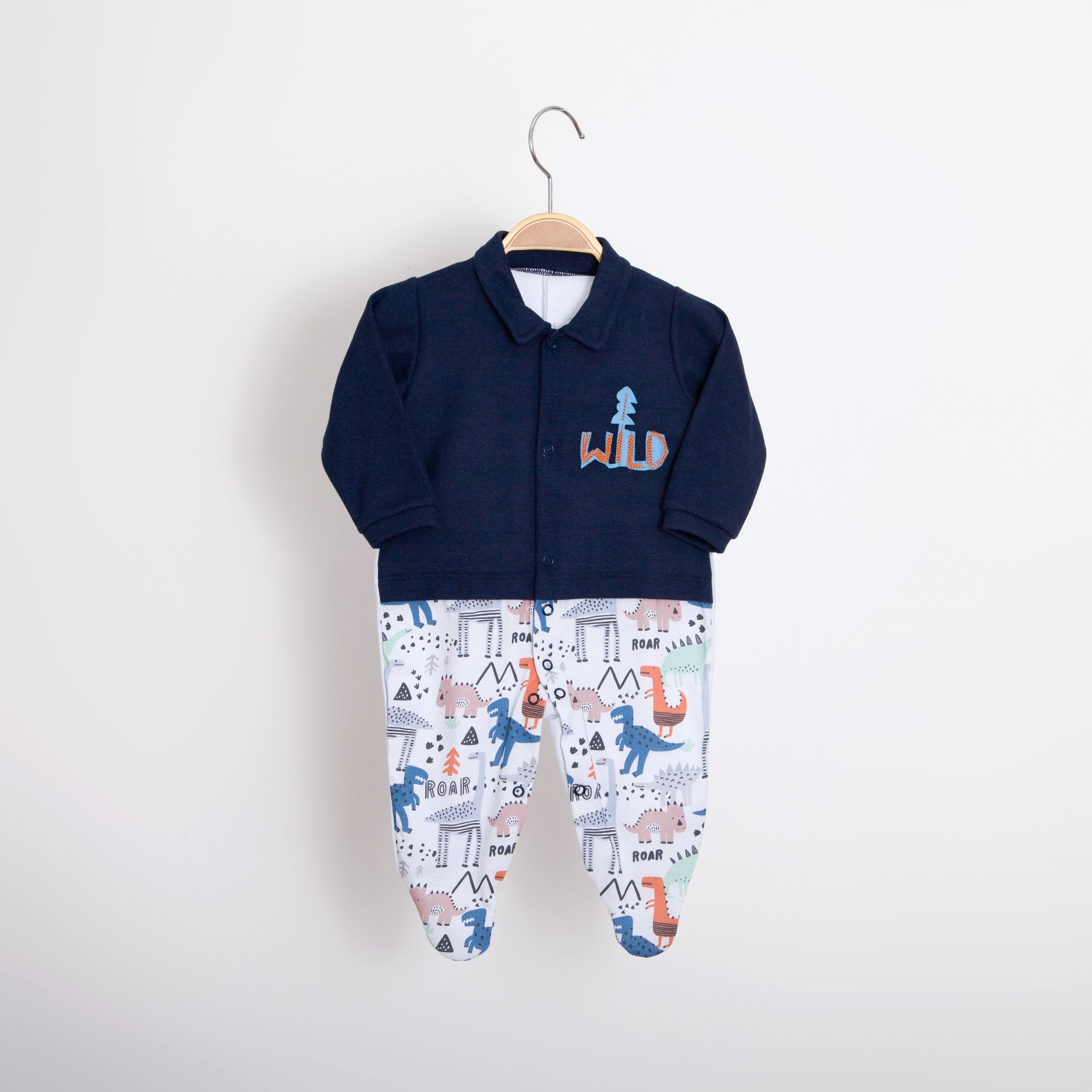 Macacão Bebê Sobreposto Bordado Dinossauro PP