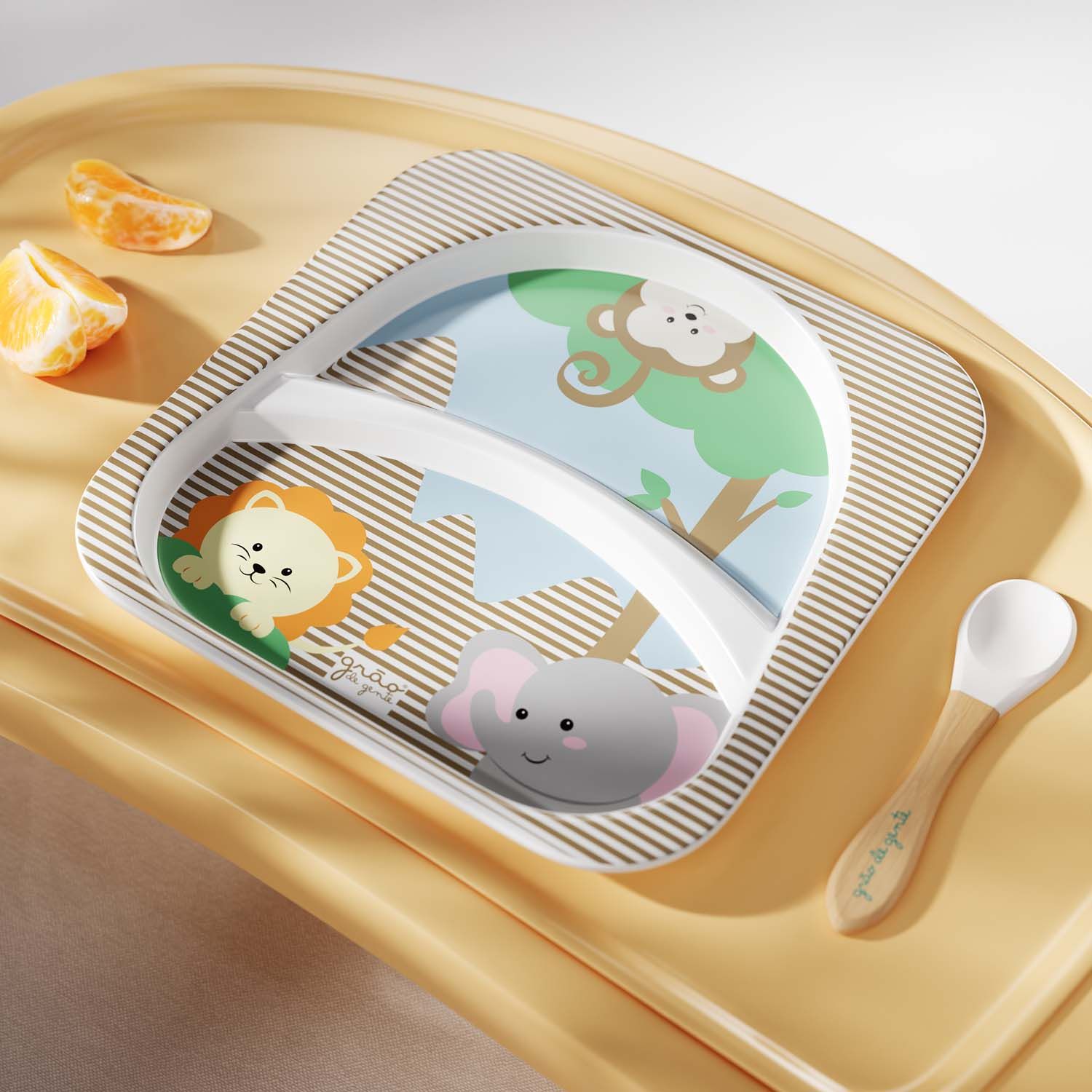 Kit Refeição com Copo e Talheres Amiguinhos Safári