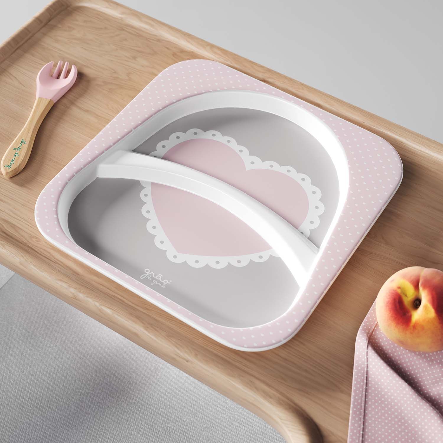 Kit Refeição com Copo e Talheres Coração