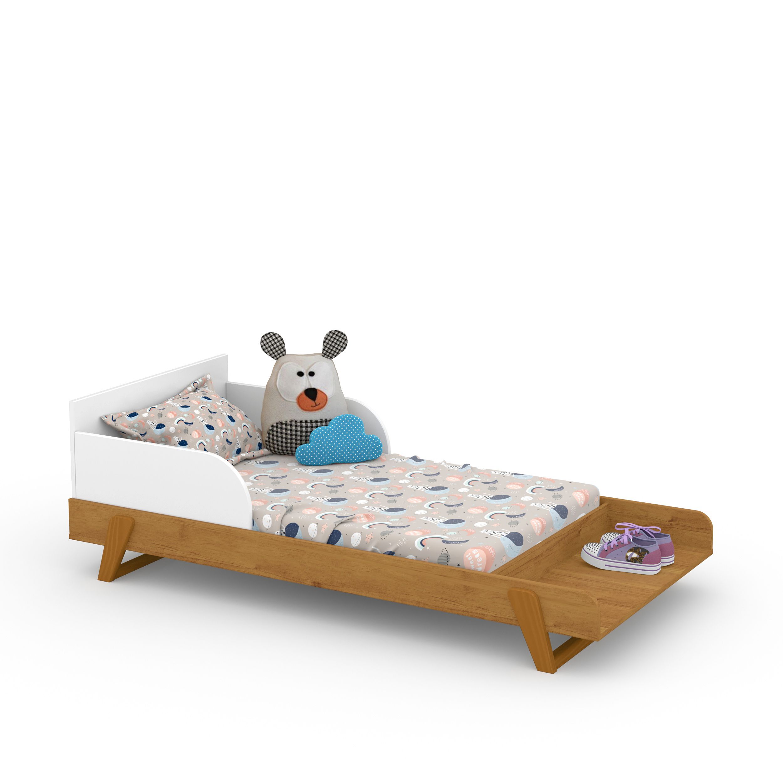 Berço com Trocador Branco Soft/Freijó BKIDS Eco Wood