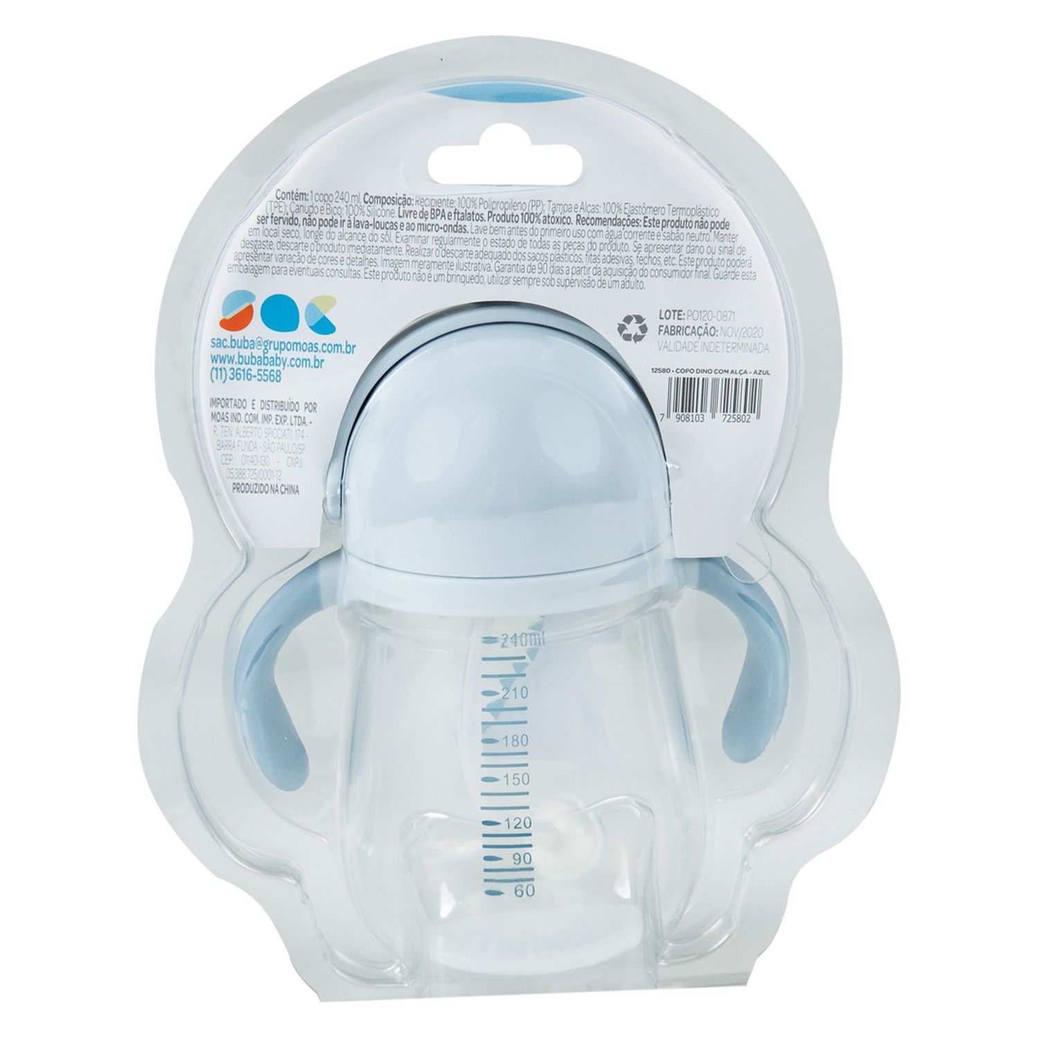 Copo Dino com Alça Azul