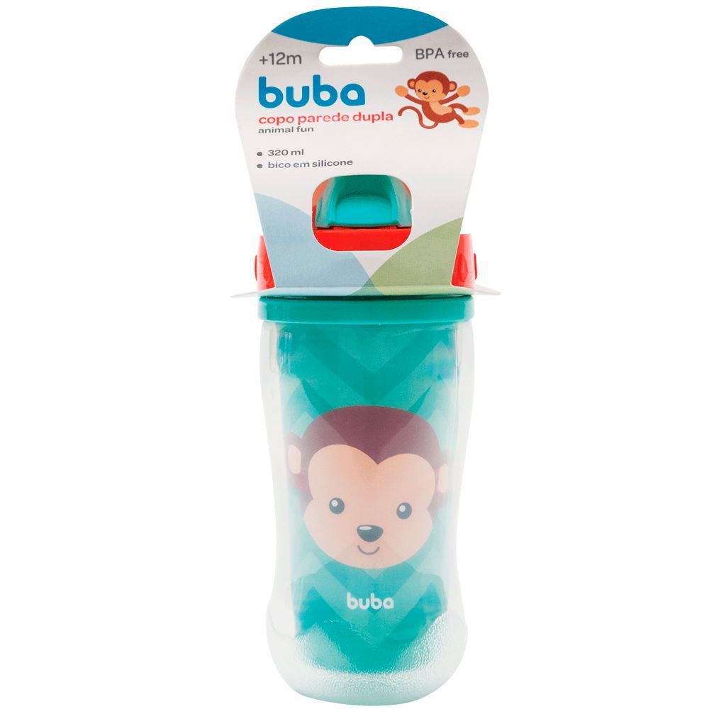 Copo Infantil Parede Dupla Animal Fun Macaco