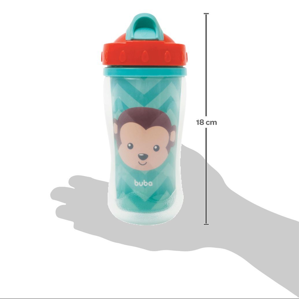 Copo Infantil Parede Dupla Animal Fun Macaco