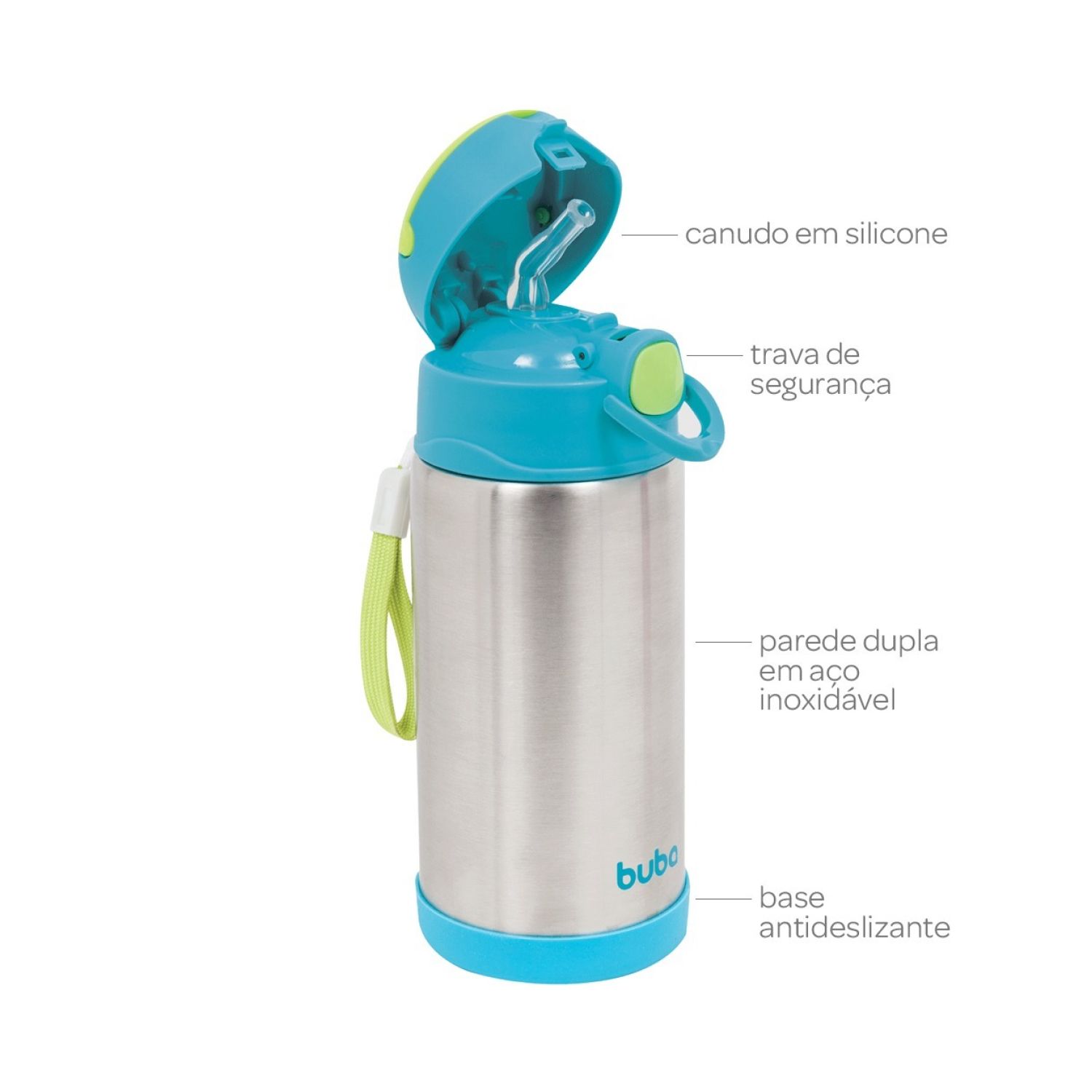 Copo Térmico Parede Dupla com Canudo Azul