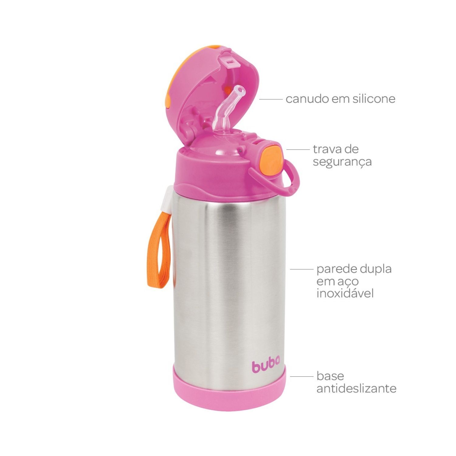 Copo Térmico Parede Dupla com Canudo Azul