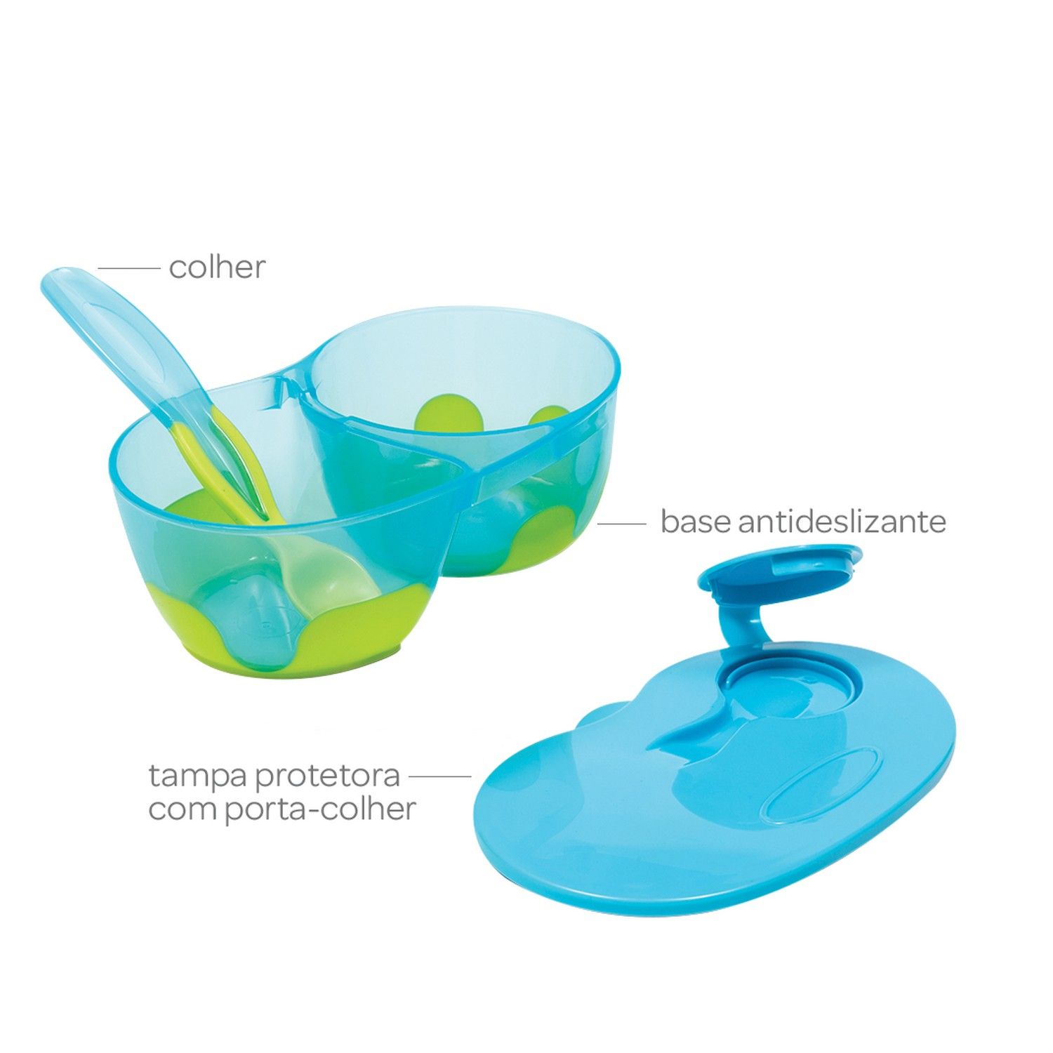 Kit Refeição com Divisória Azul