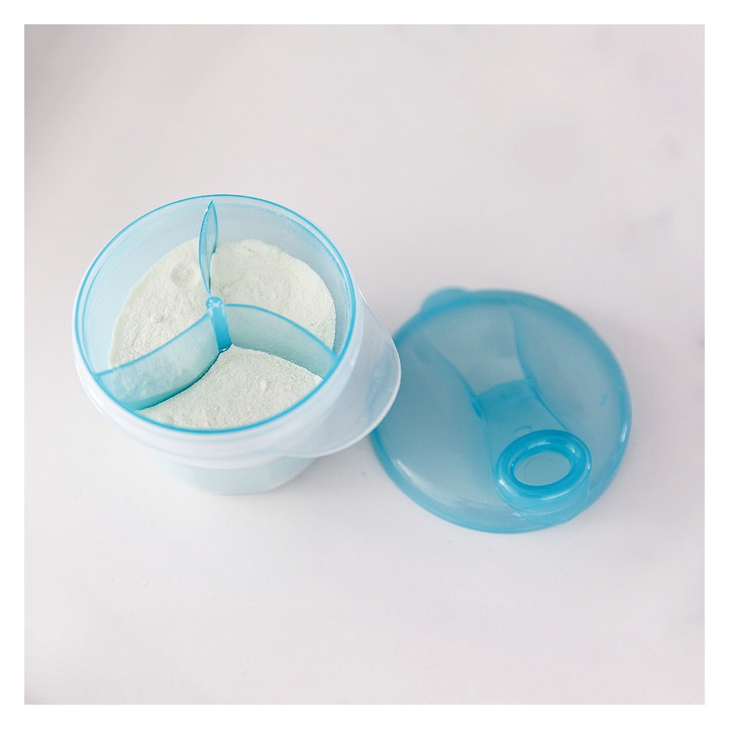 Pote para Leite em Pó com Divisória Azul