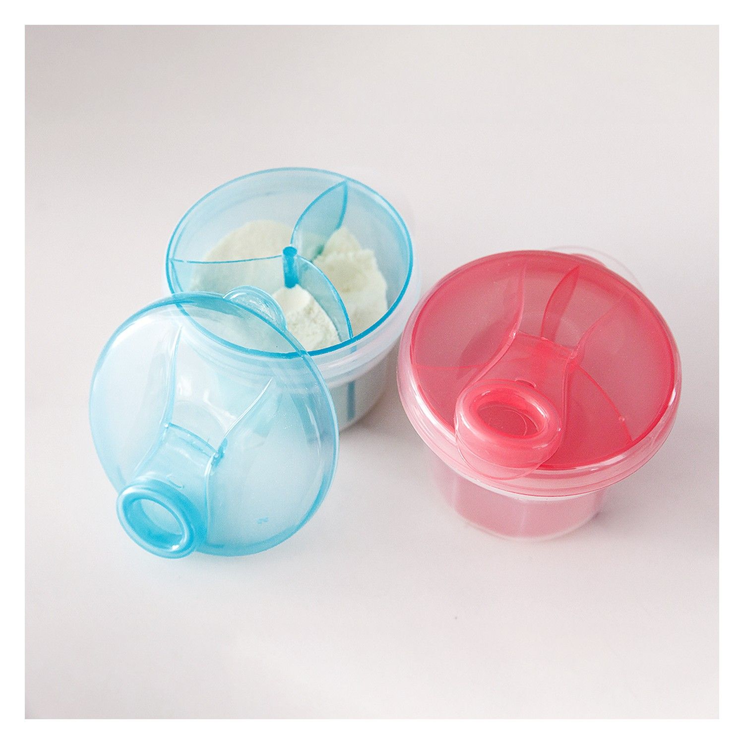 Pote para Leite em Pó com Divisória Azul