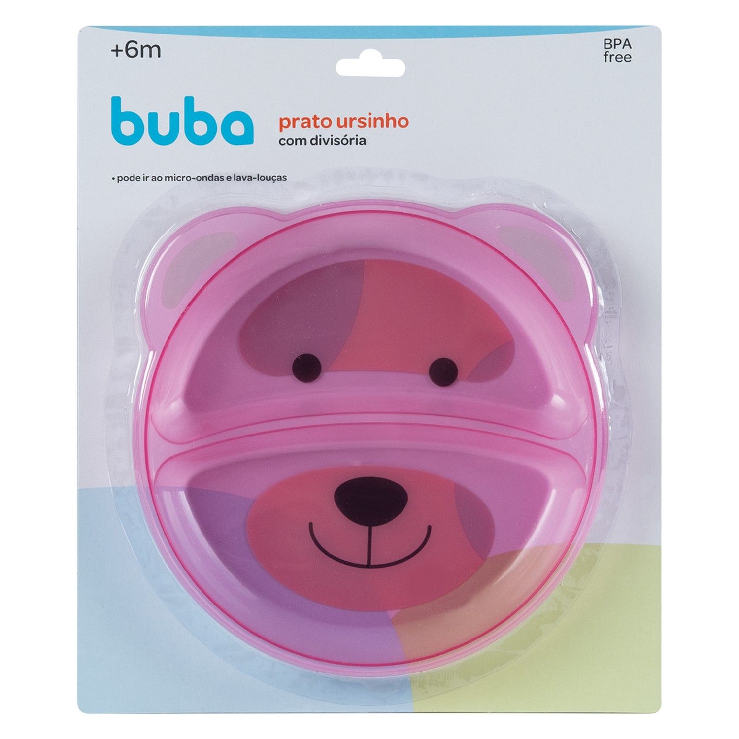 Pratinho com Divisórias Ursinho Rosa
