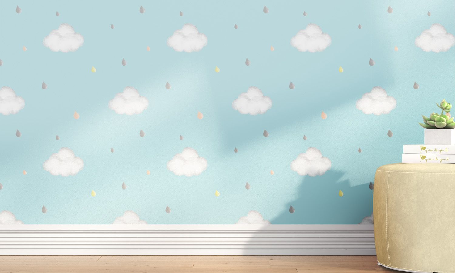 Papel de Parede Nuvens e Gotinhas 3m