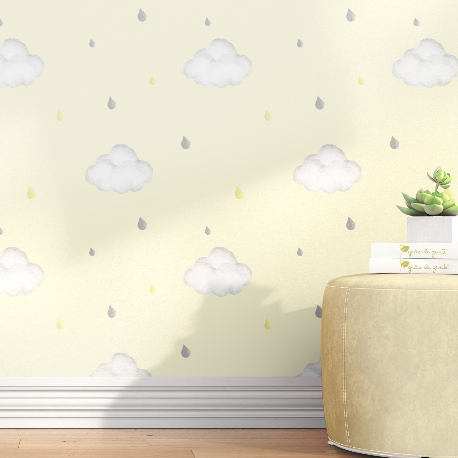 Papel de Parede Nuvens e Gotinhas 3m