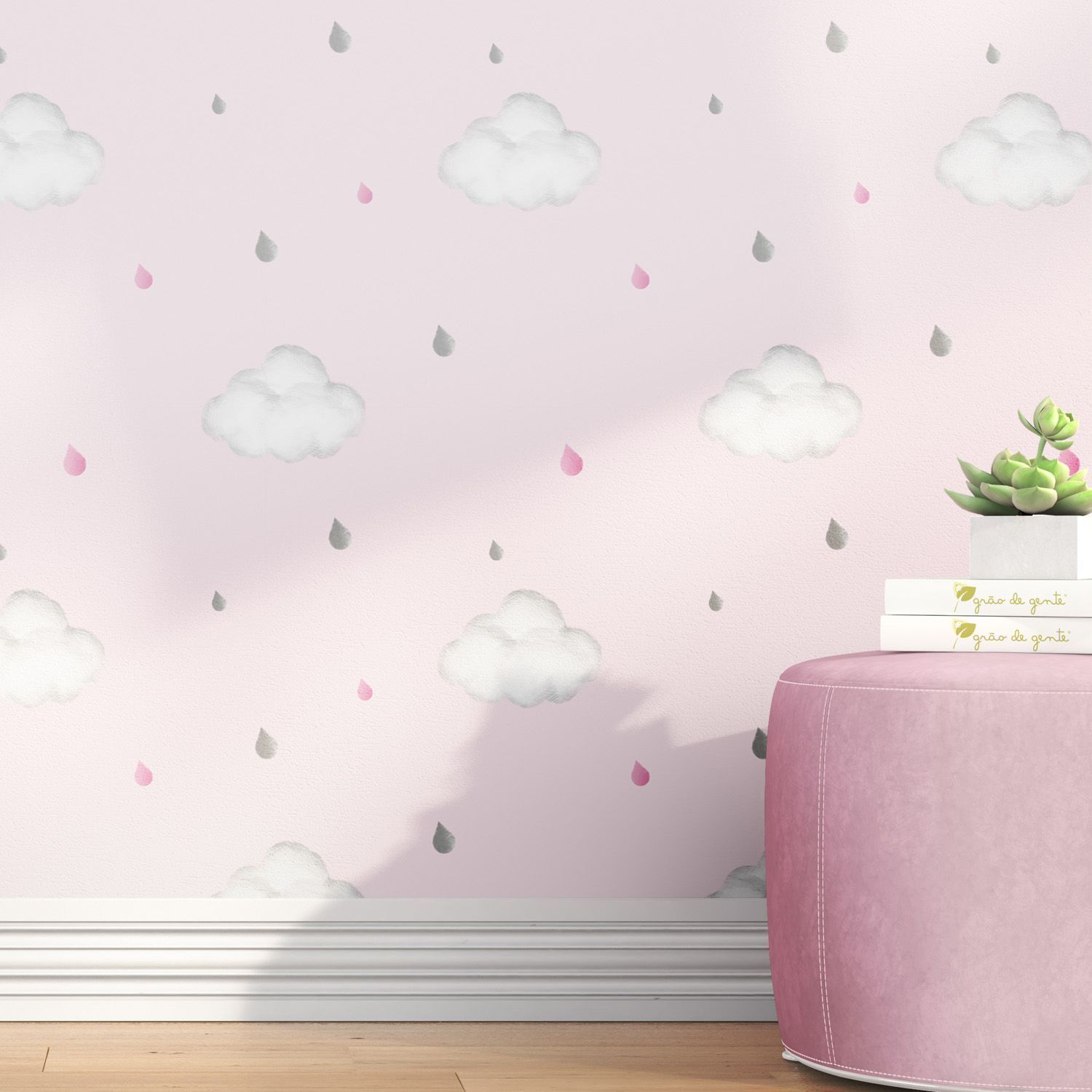 Papel de Parede Nuvens e Gotinhas 3m