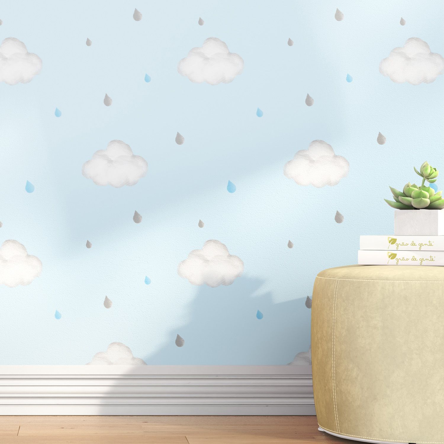 Papel de Parede Nuvens e Gotinhas 3m