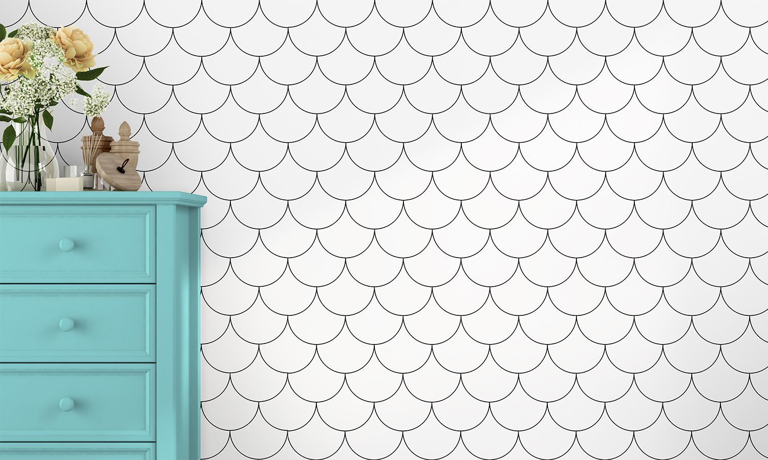 Papel de Parede Escamas Branco 3m