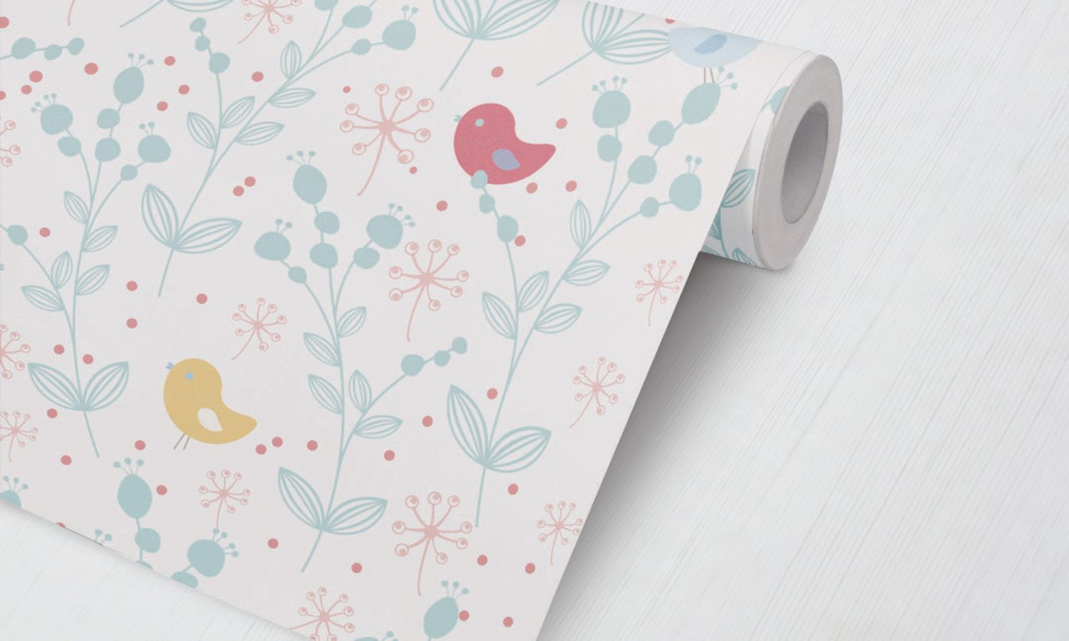 Papel de Parede Floral Passarinho Colorido 3M