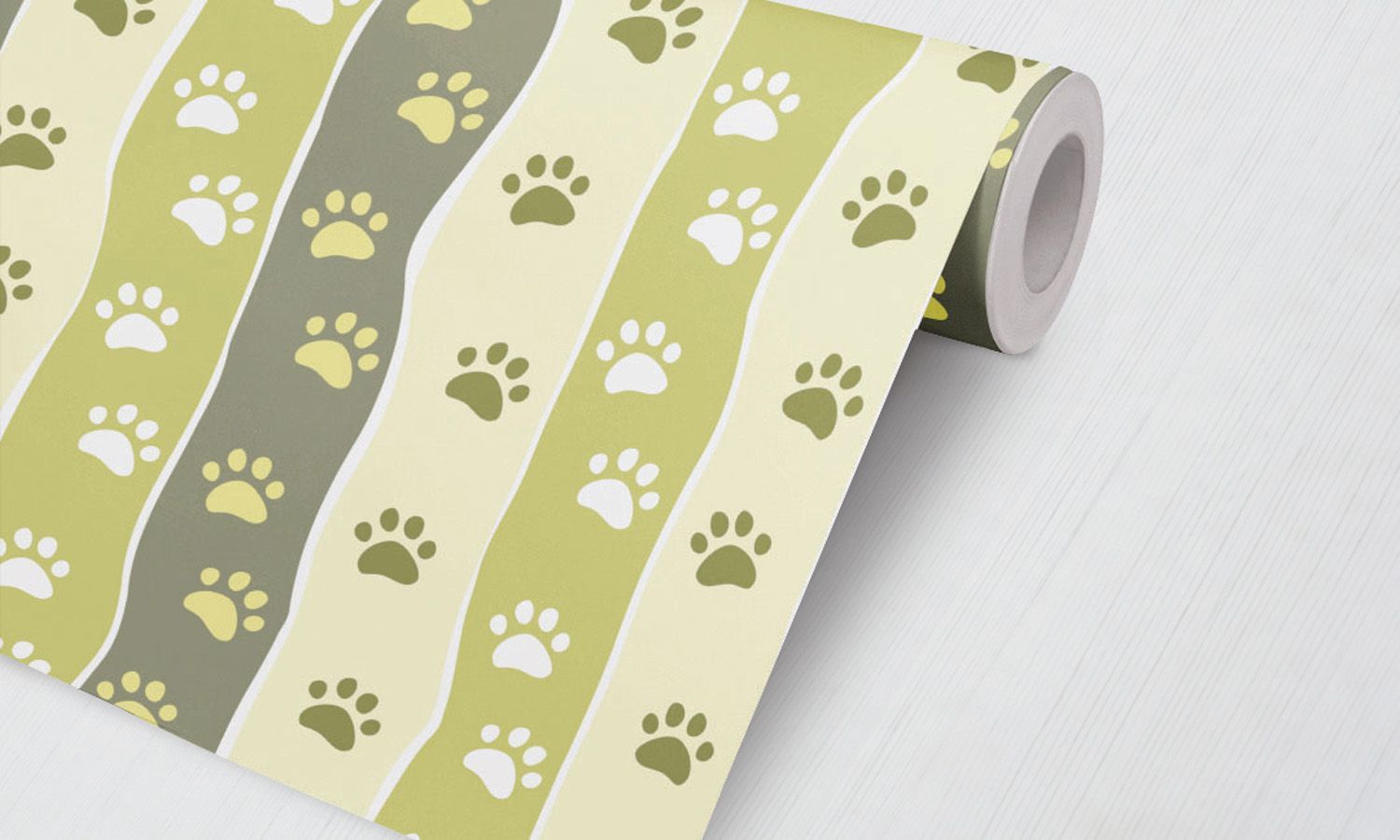 Papel de Parede Safári Patinhas Verde, Bege e Cinza 3M