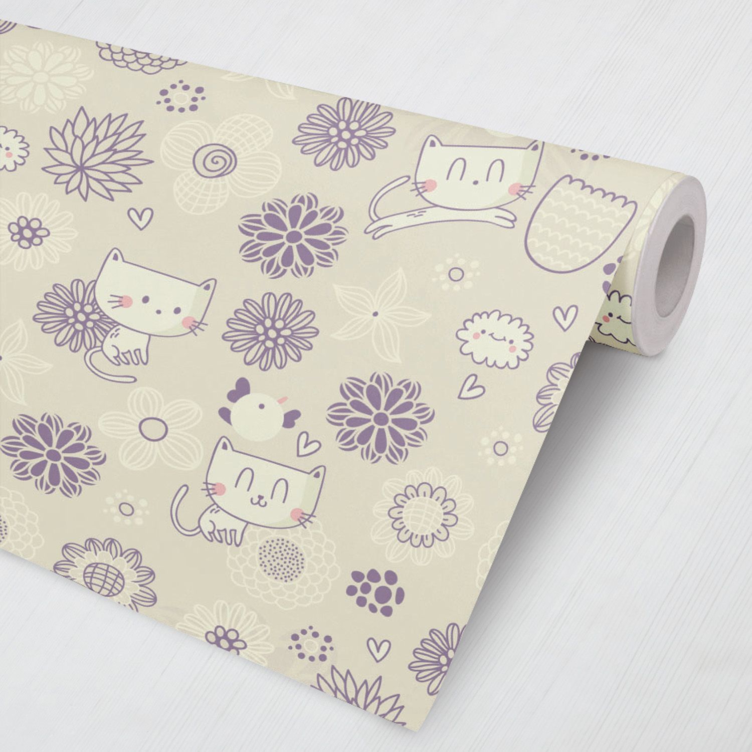 Papel de Parede Floral Gatinho Lilás 3M